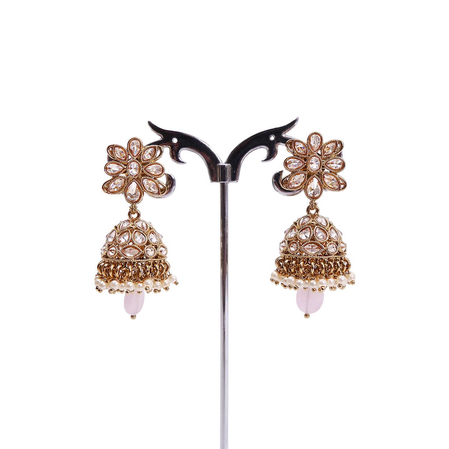 Renu Jhumka Earrings in Light Pink