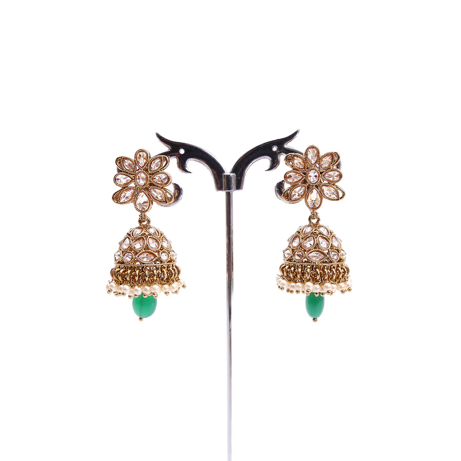 Renu Jhumka Earrings in Green