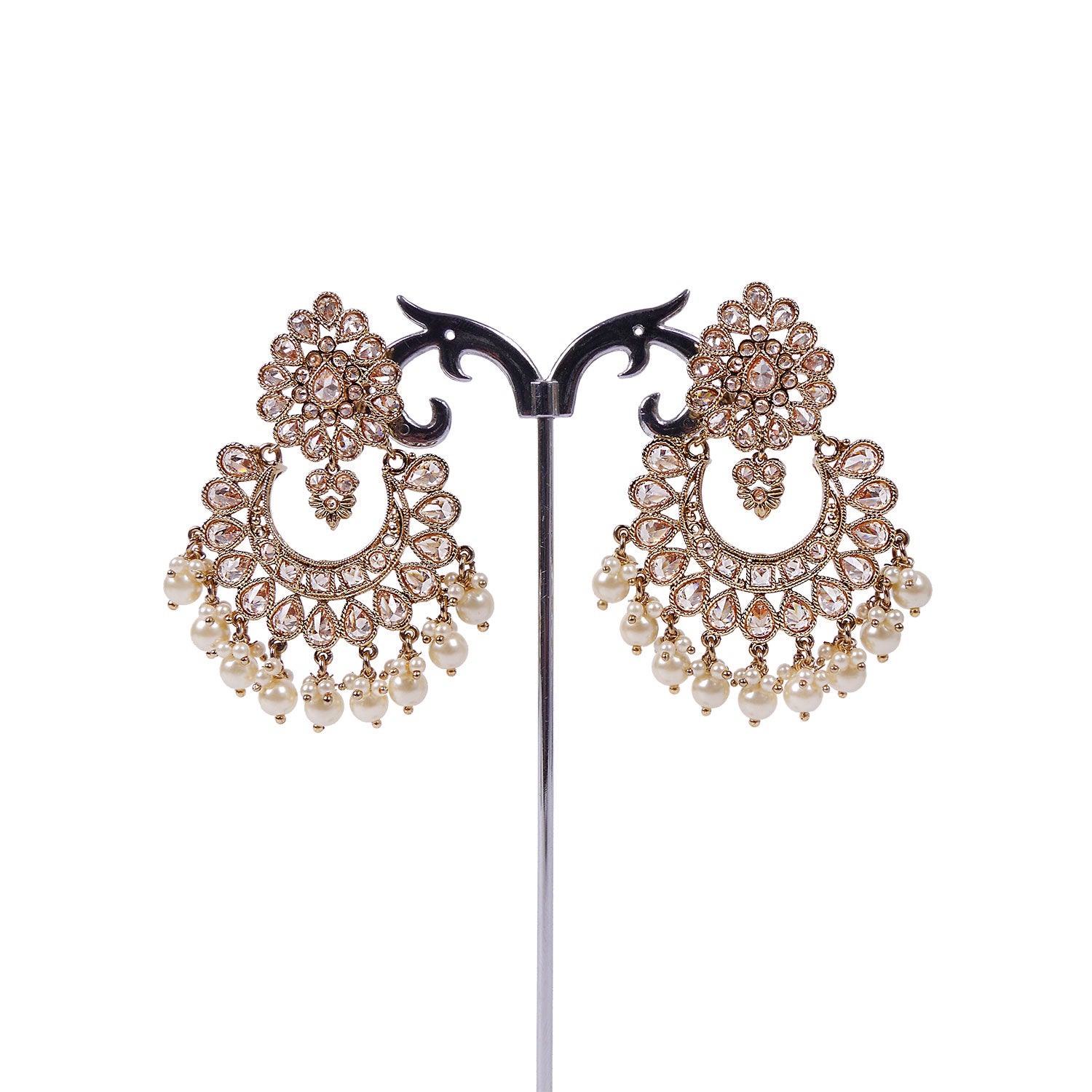 Laina Chandbali Earrings in Pearl and Antique Gold