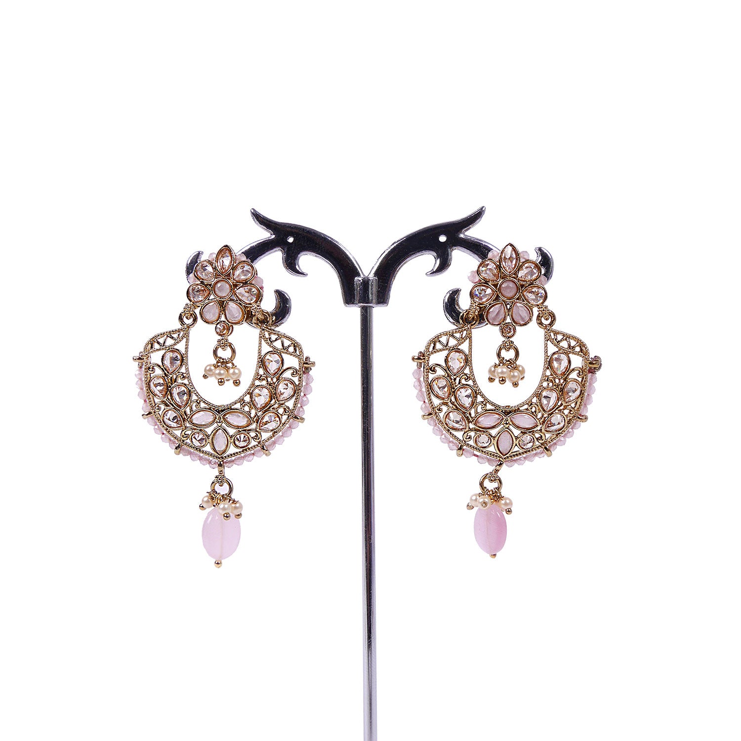 Rupali Chandbali Earrings in Pink