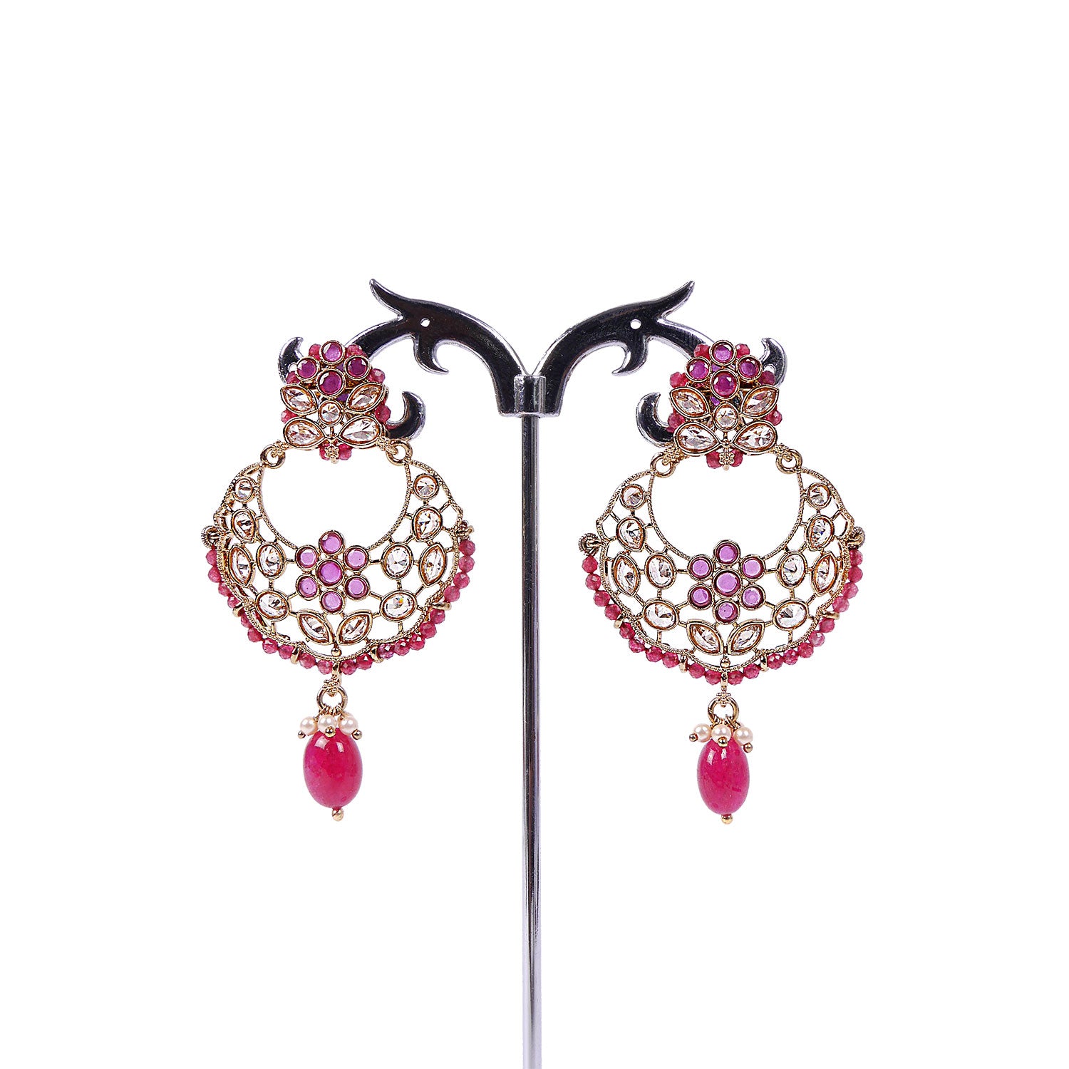Eshika Chandbali Earrings in Ruby