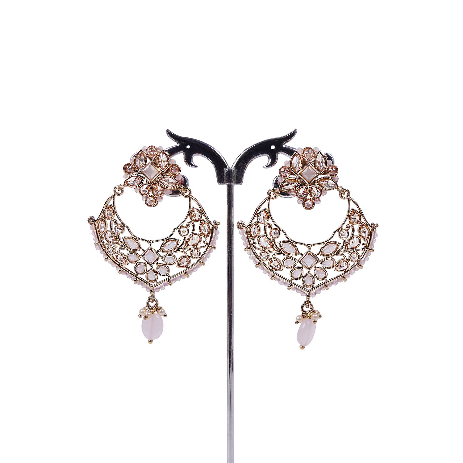 Richa Chandbali Earrings in Light Pink