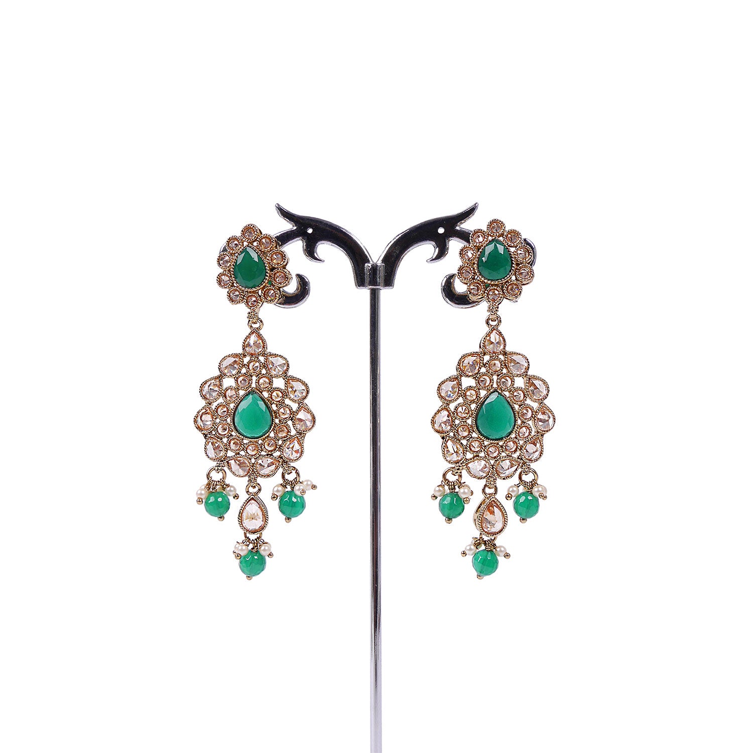 Vaani Long Earrings in Green