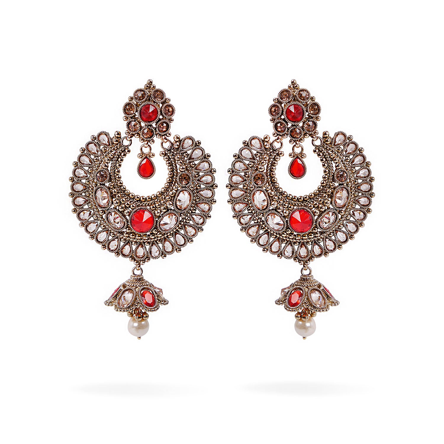 Monisha Chandbali Earrings in Red