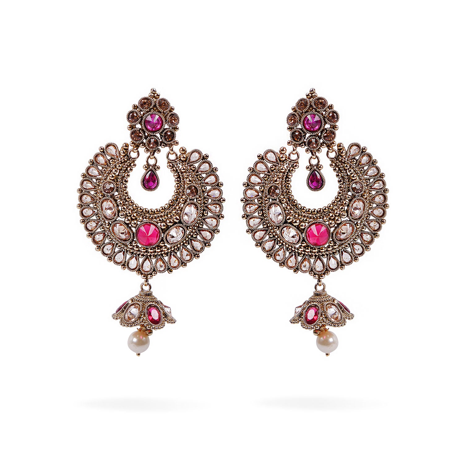 Monisha Chandbali Earrings in Ruby