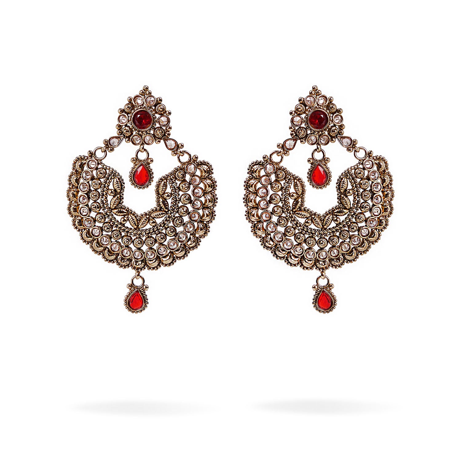 Jiana Chandbali Earrings in Red