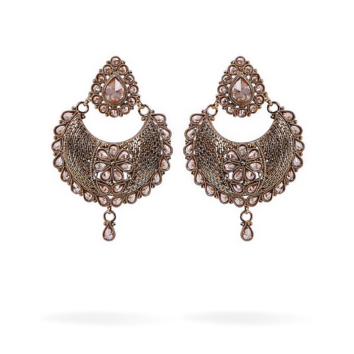 Aarika Chandbali Earrings in Antique Gold