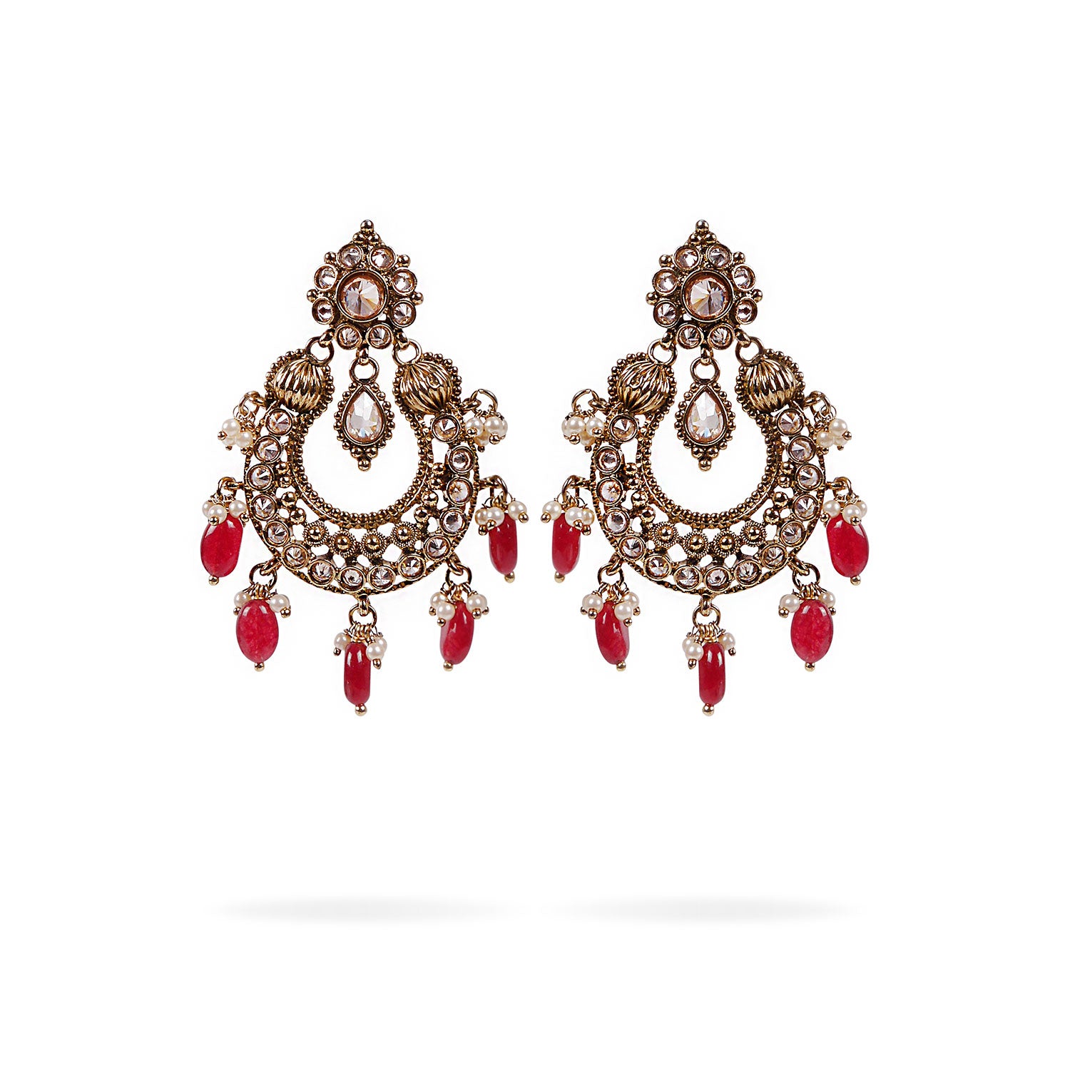 Anvi Chandbali Earrings in Red