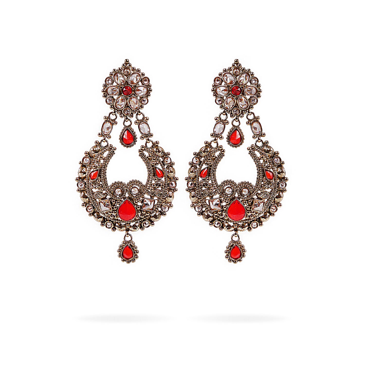 Toran Red Chandbali Earrings