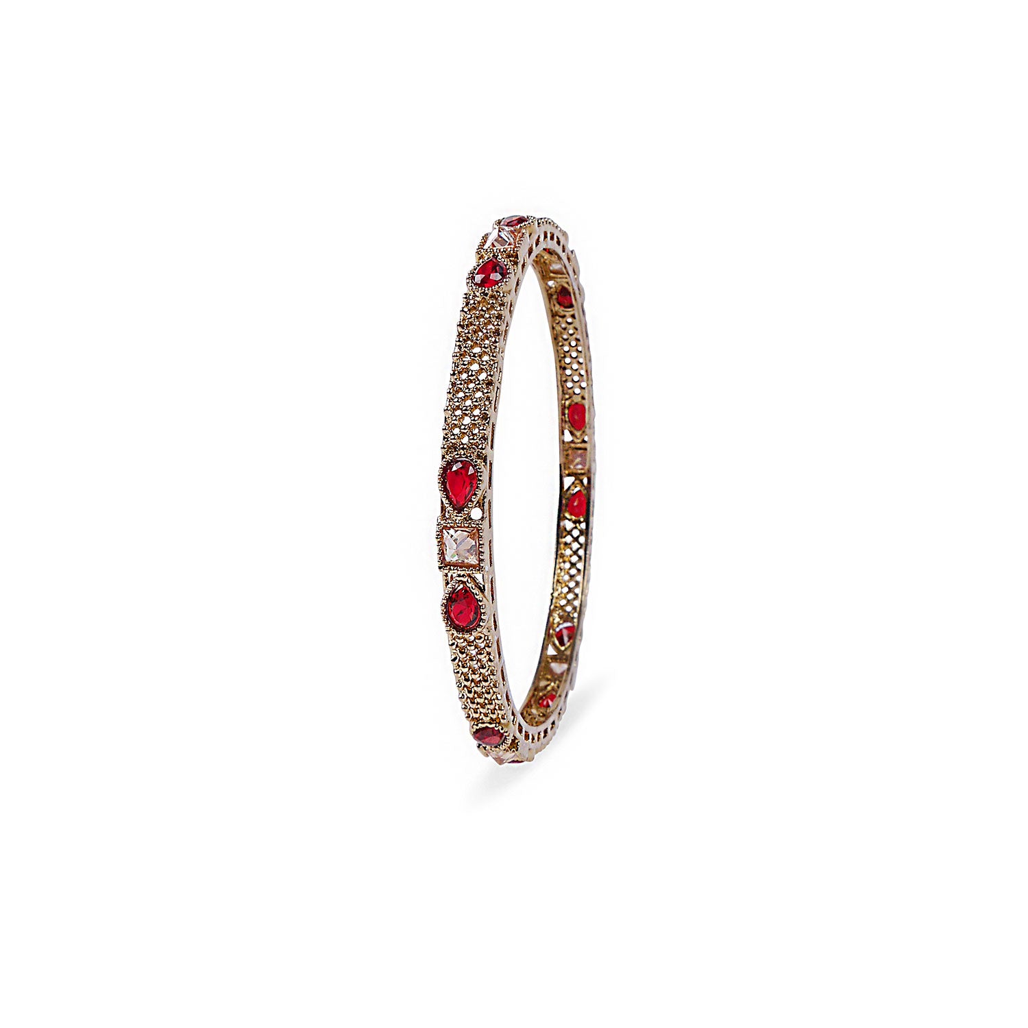 INDIAN BANGLE WITH MAROON CRYSTALS