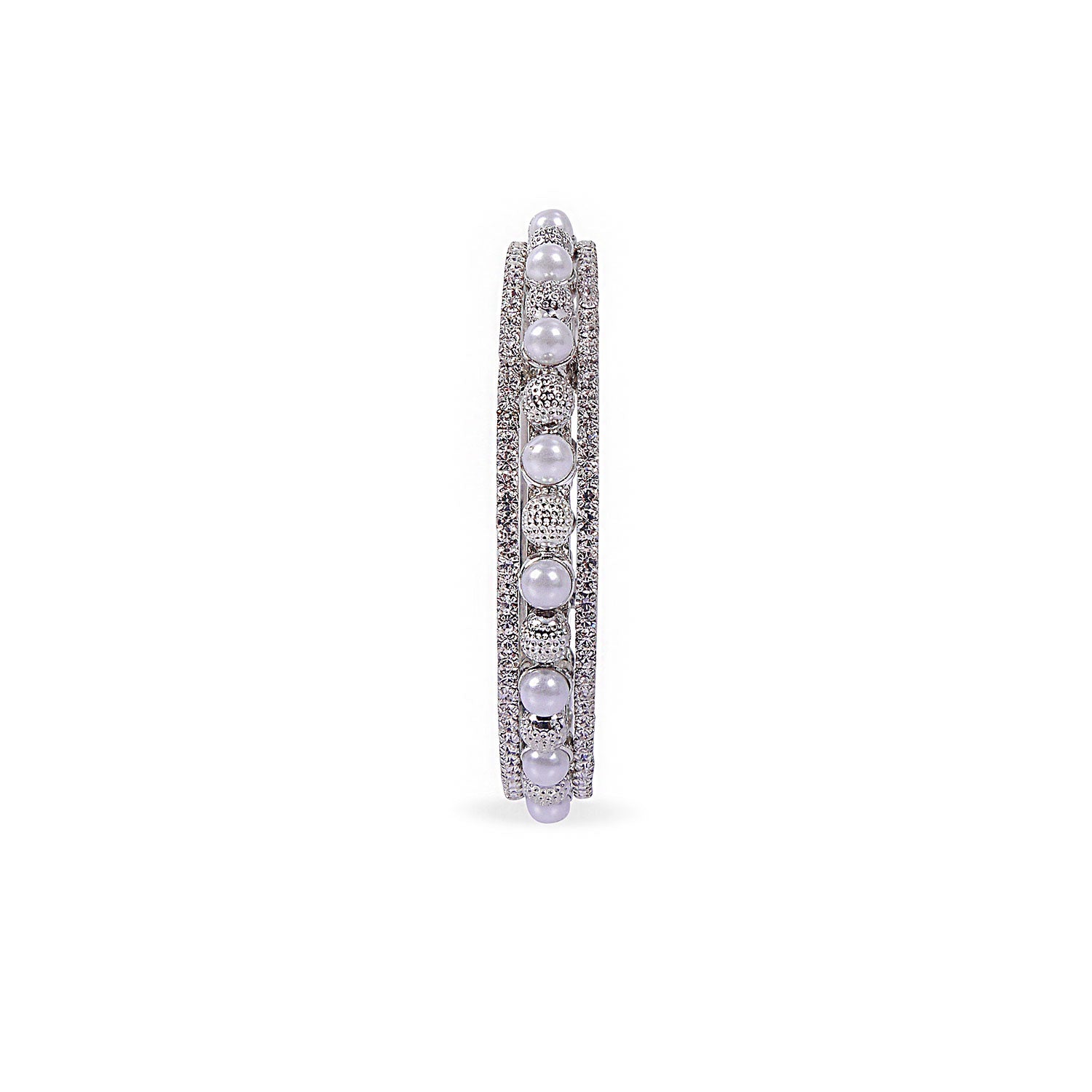 Diamante and Pearl Rhodium Bangle