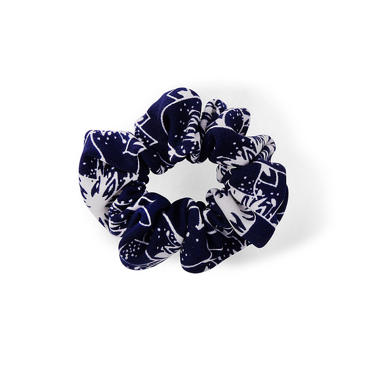 Patterned Navy and White Hair Scrunchie