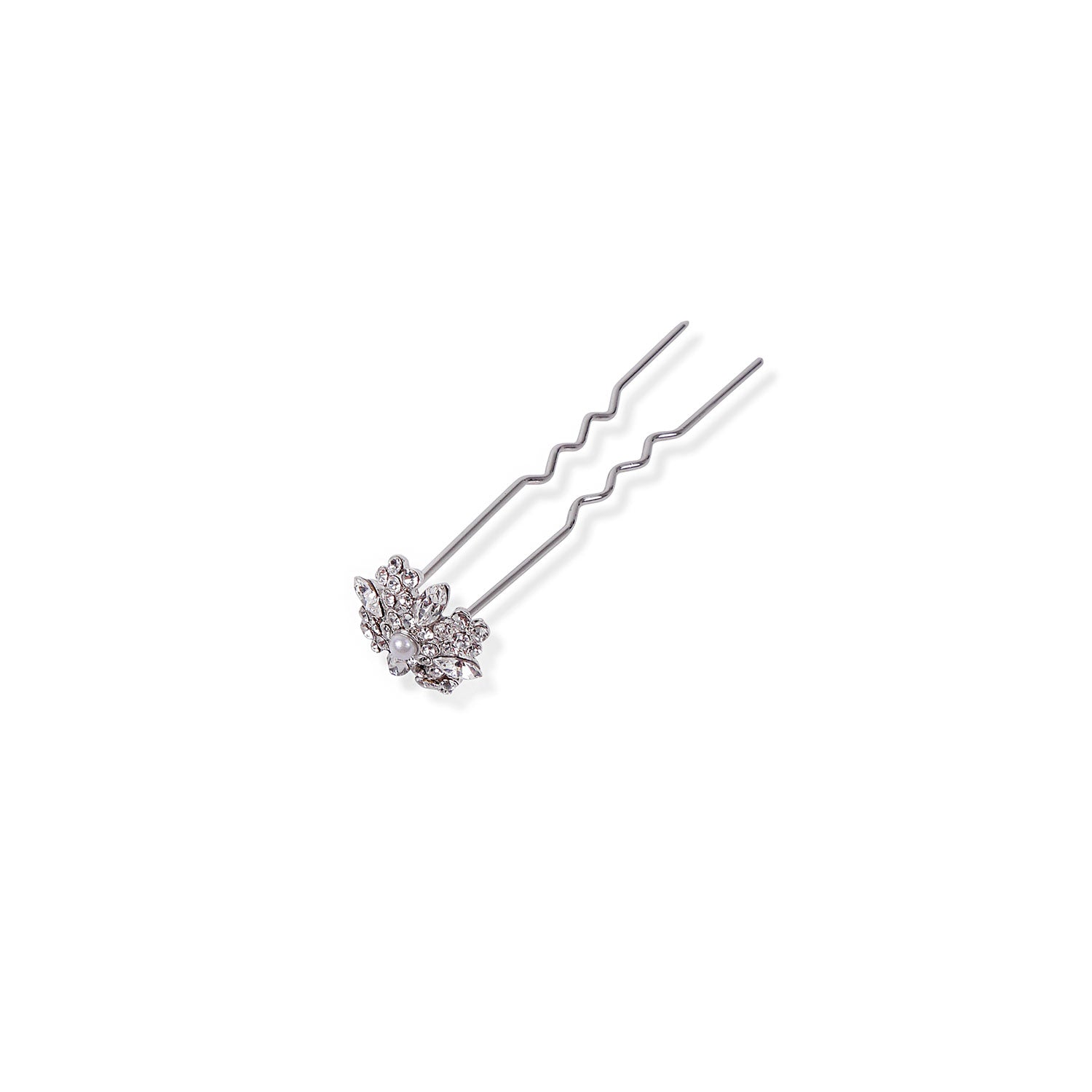 Flower Crystal and Pearl Hair Pin