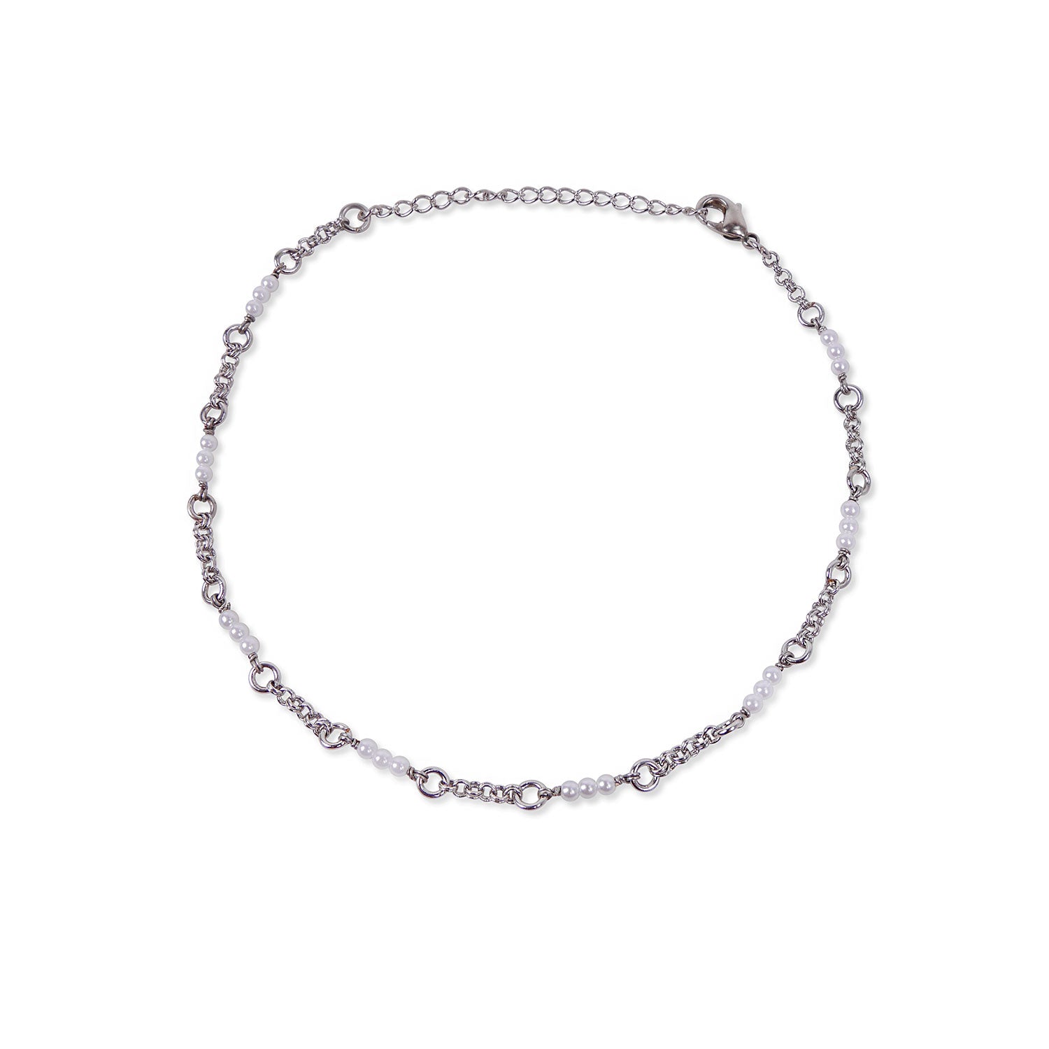 Chloe Anklet in Pearl and Rhodium