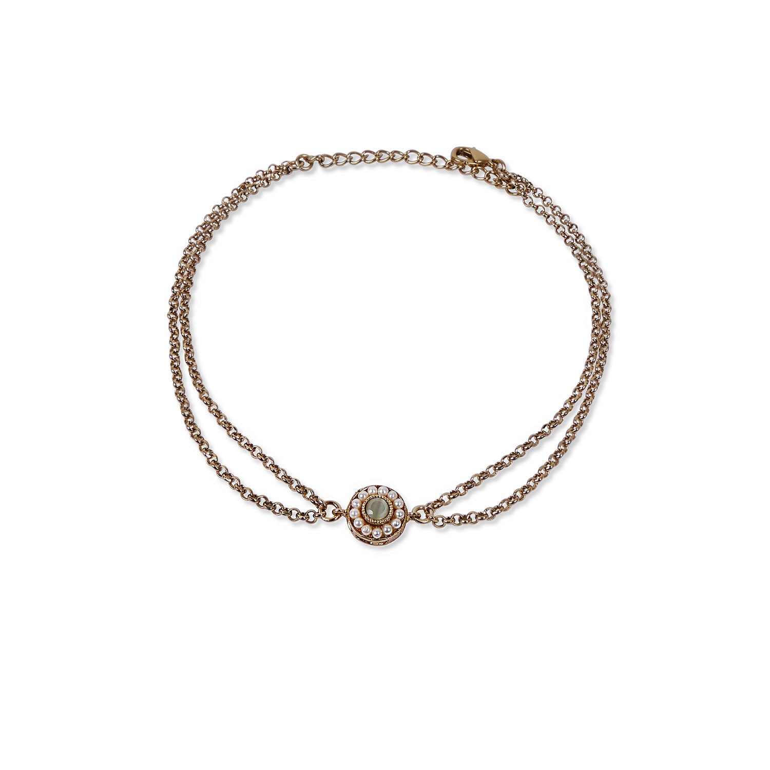 Leela Double Chain Anklet in Mint