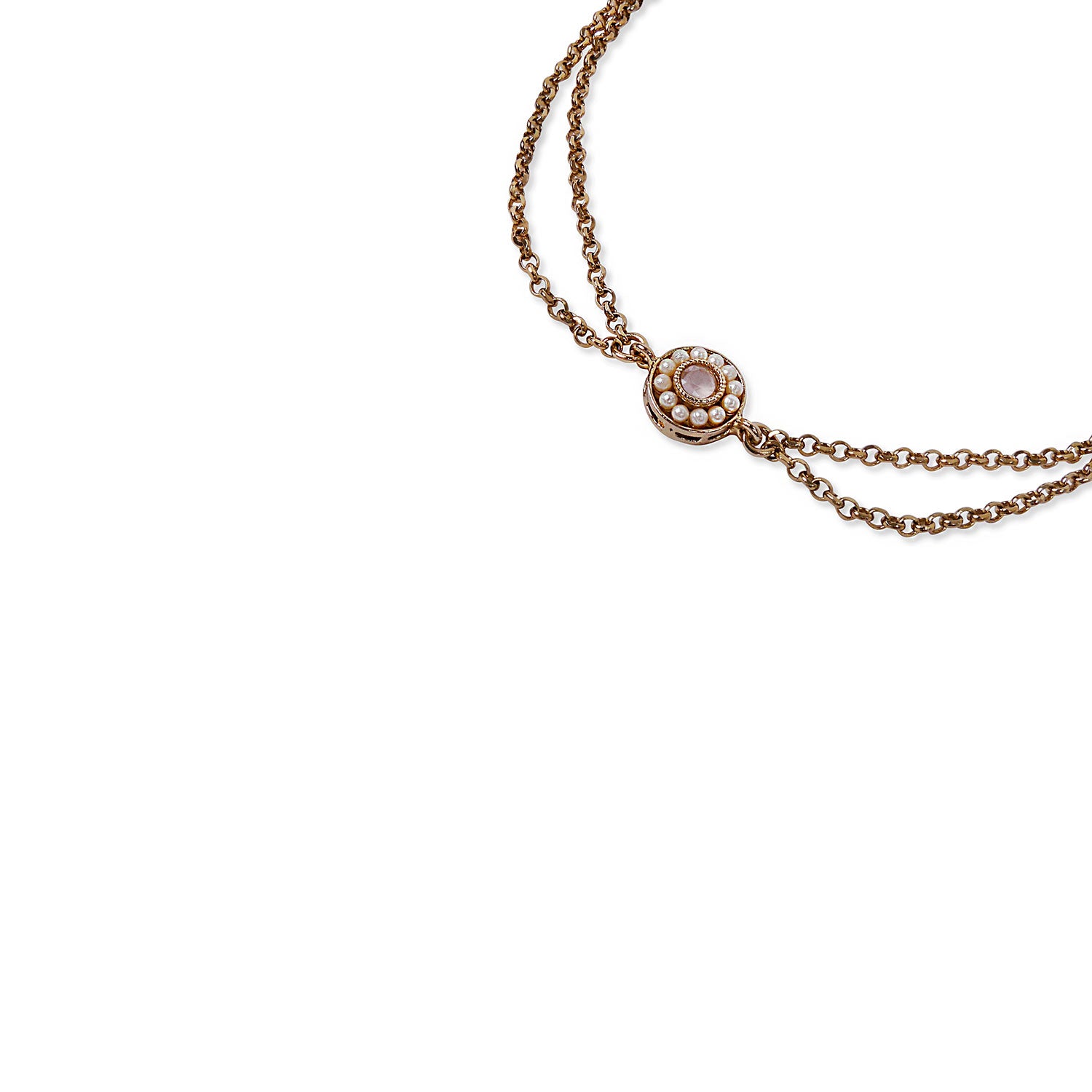 Leela Double Chain Anklet in Baby Pink