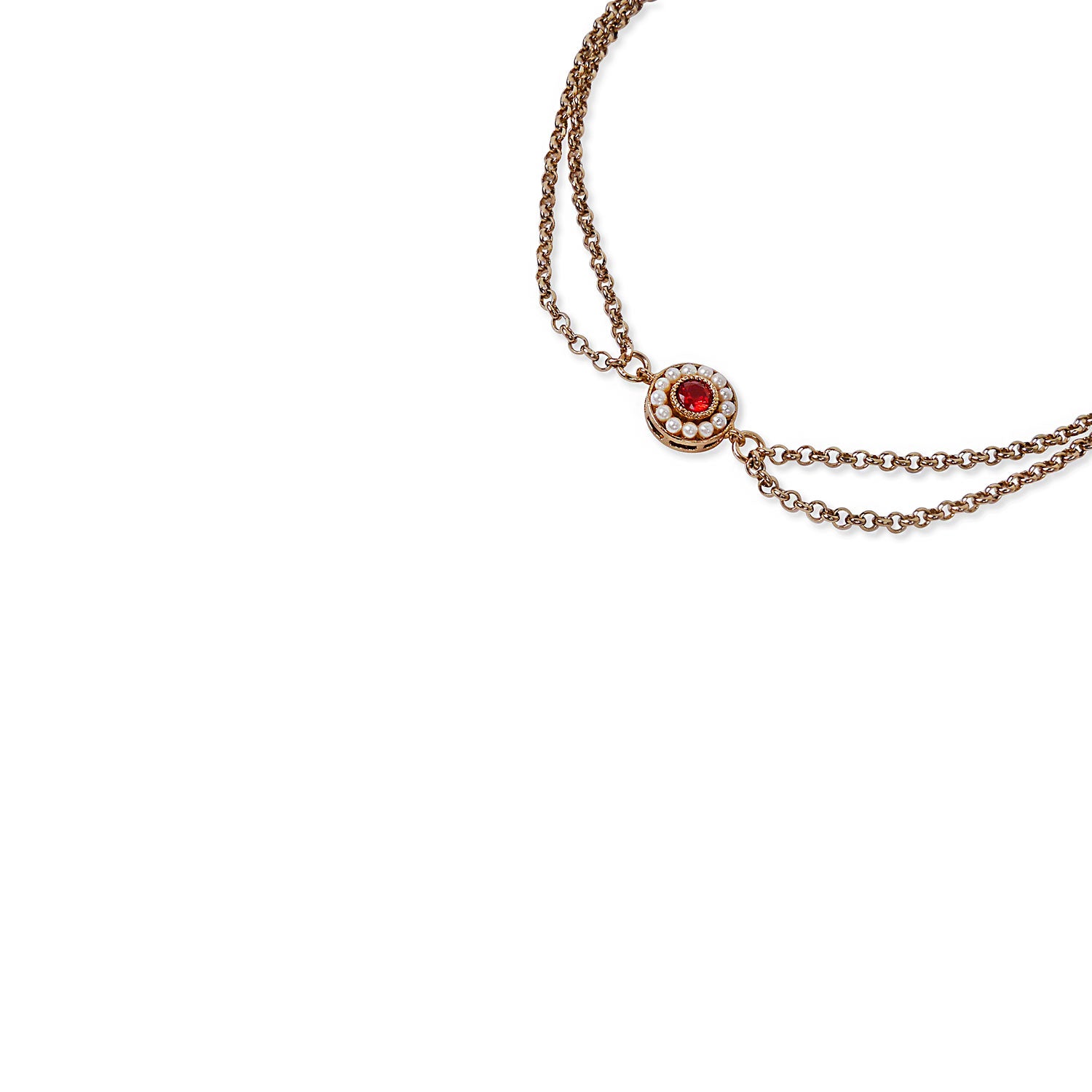 Leela Double Chain Anklet in Red