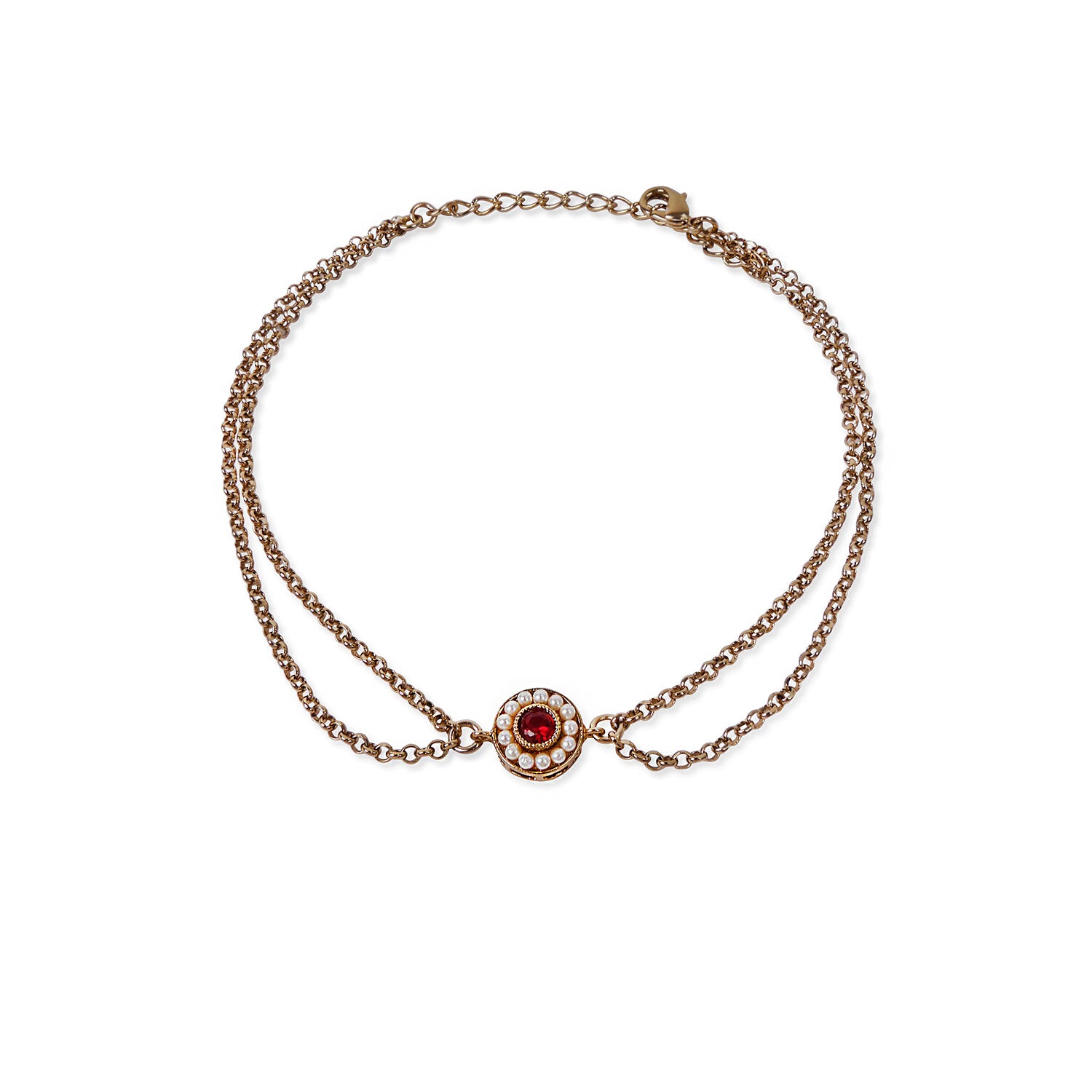 Leela Double Chain Anklet in Maroon