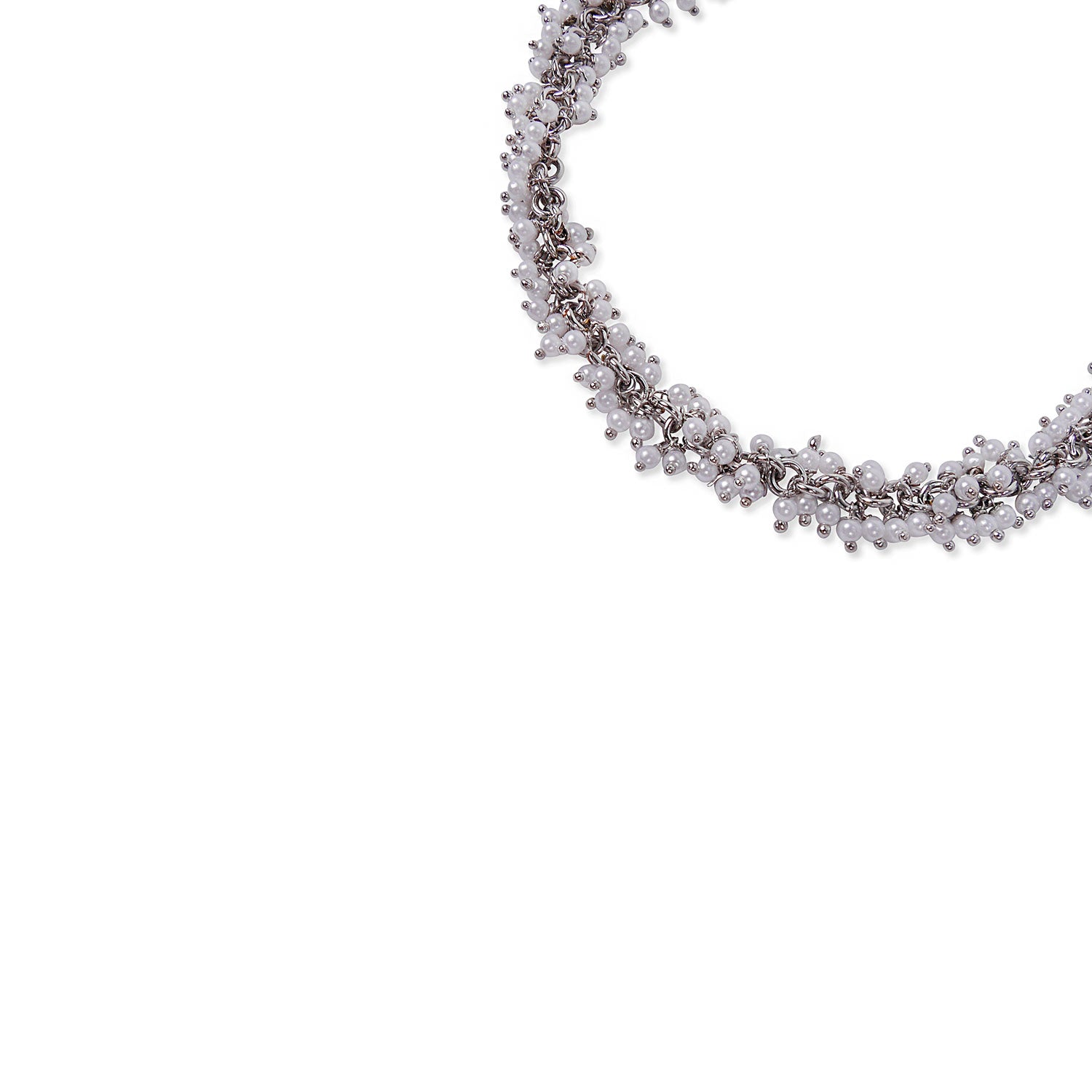 Ashoka Cluster Anklet in Pearl and Rhodium