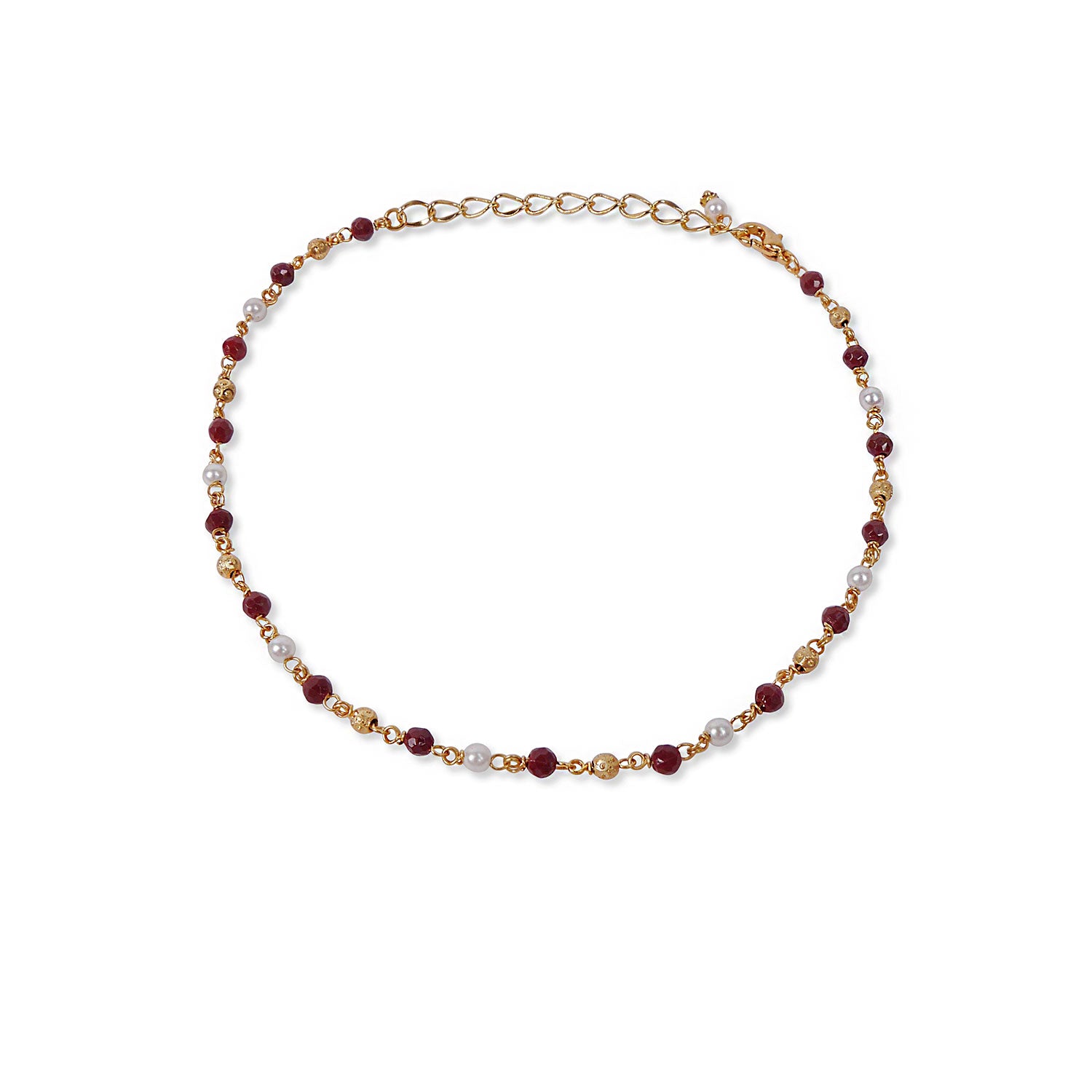 Cora Beaded Anklet in Maroon