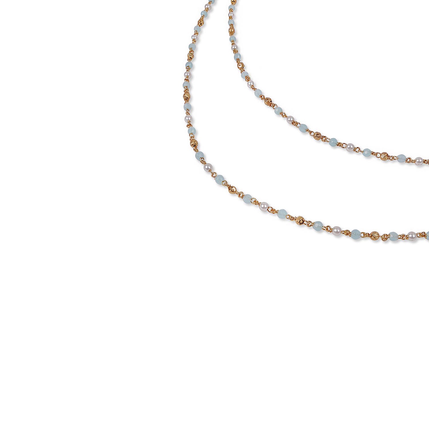 Elana Layered Bead Necklace in Light Blue