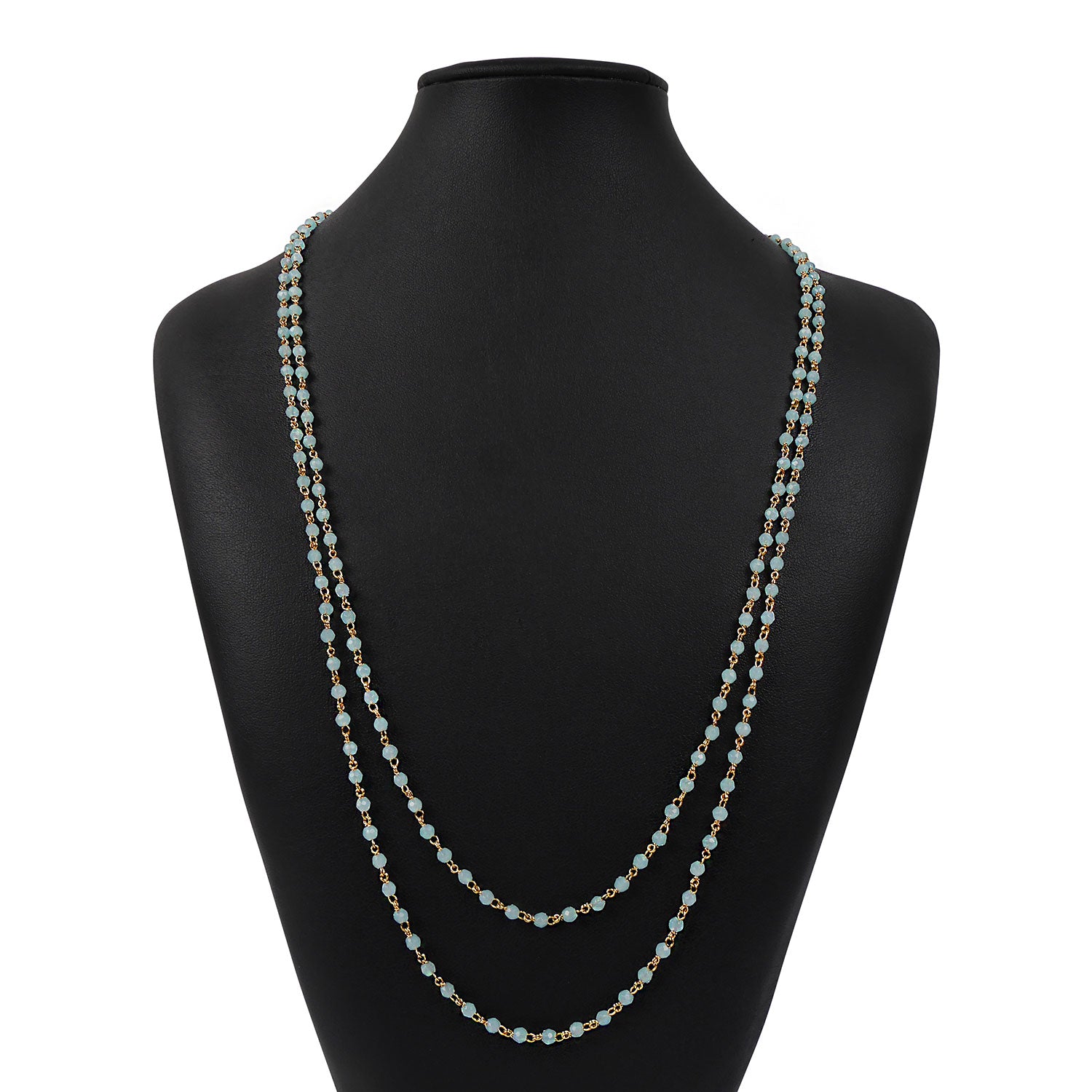 Maria Layered Bead Necklace in Light Blue