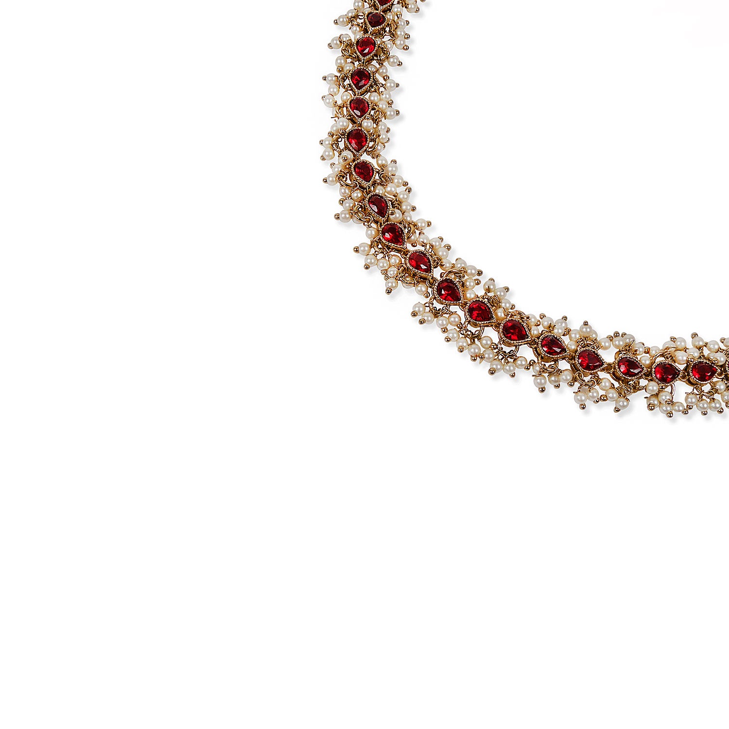 Cluster Pearl Necklace in Maroon
