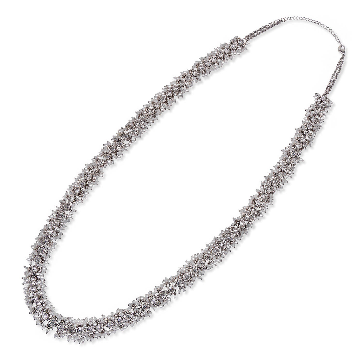 Laila Pearl Cluster Necklace in Rhodium
