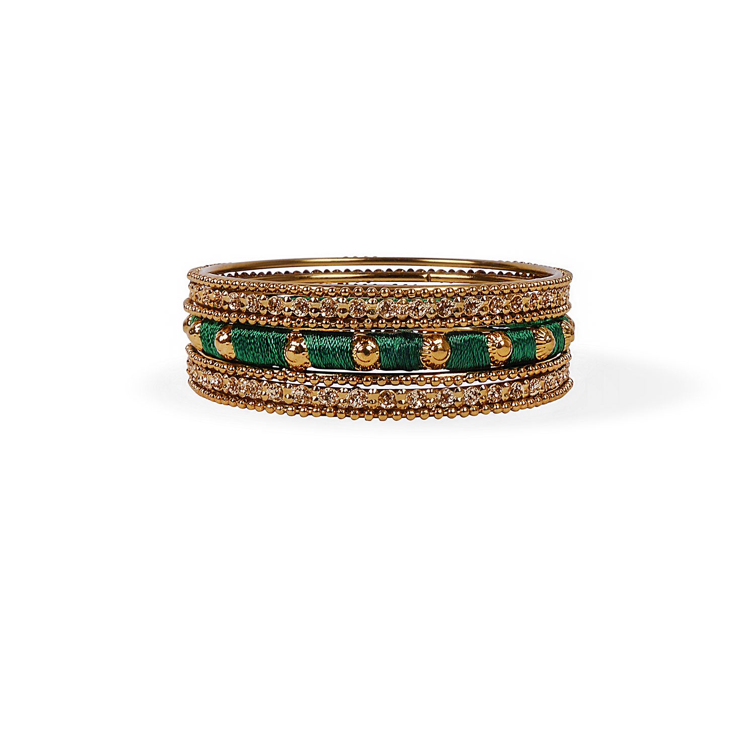 Emerald Thread and Antique Bangle Set