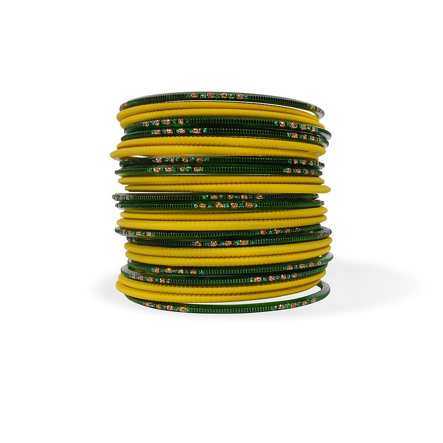 Forest Green and Yellow Bangle Stack