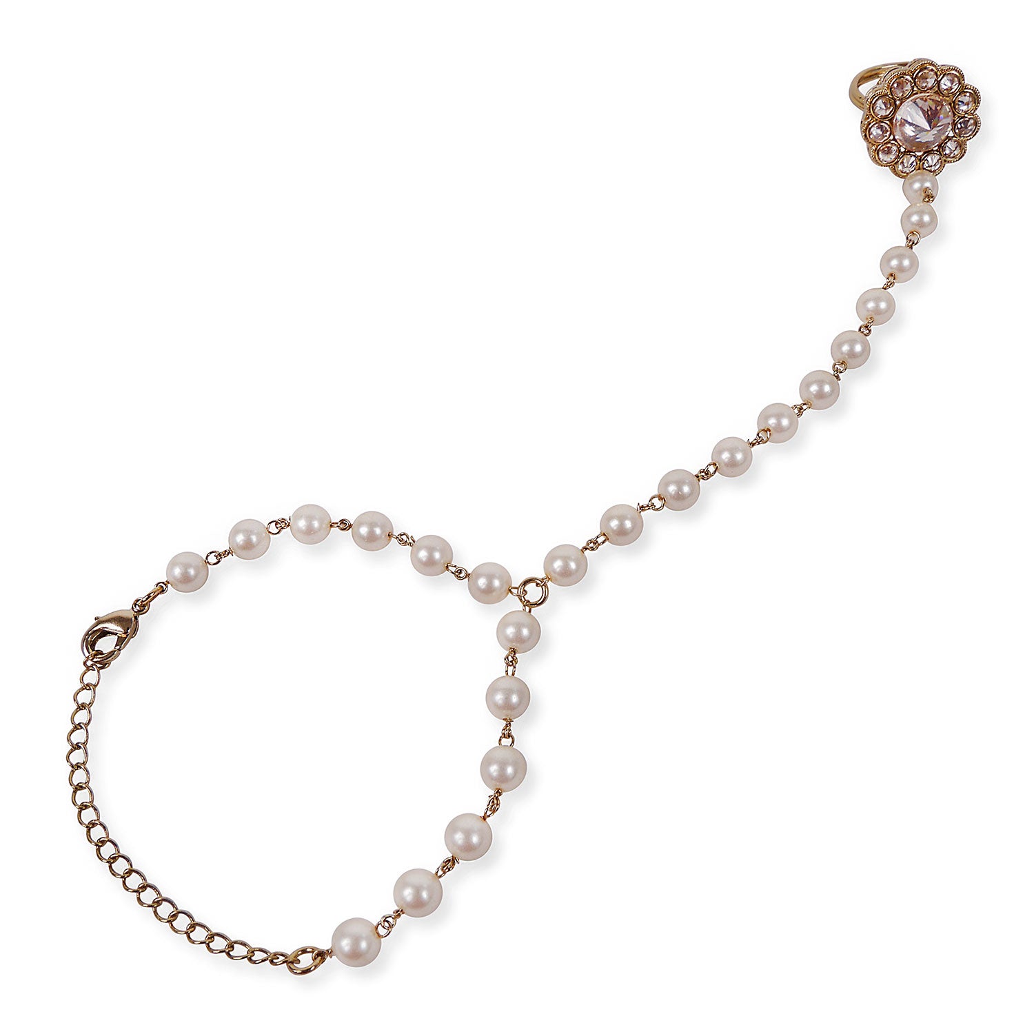 Vintage Pearl Hand Chain in Antique Gold