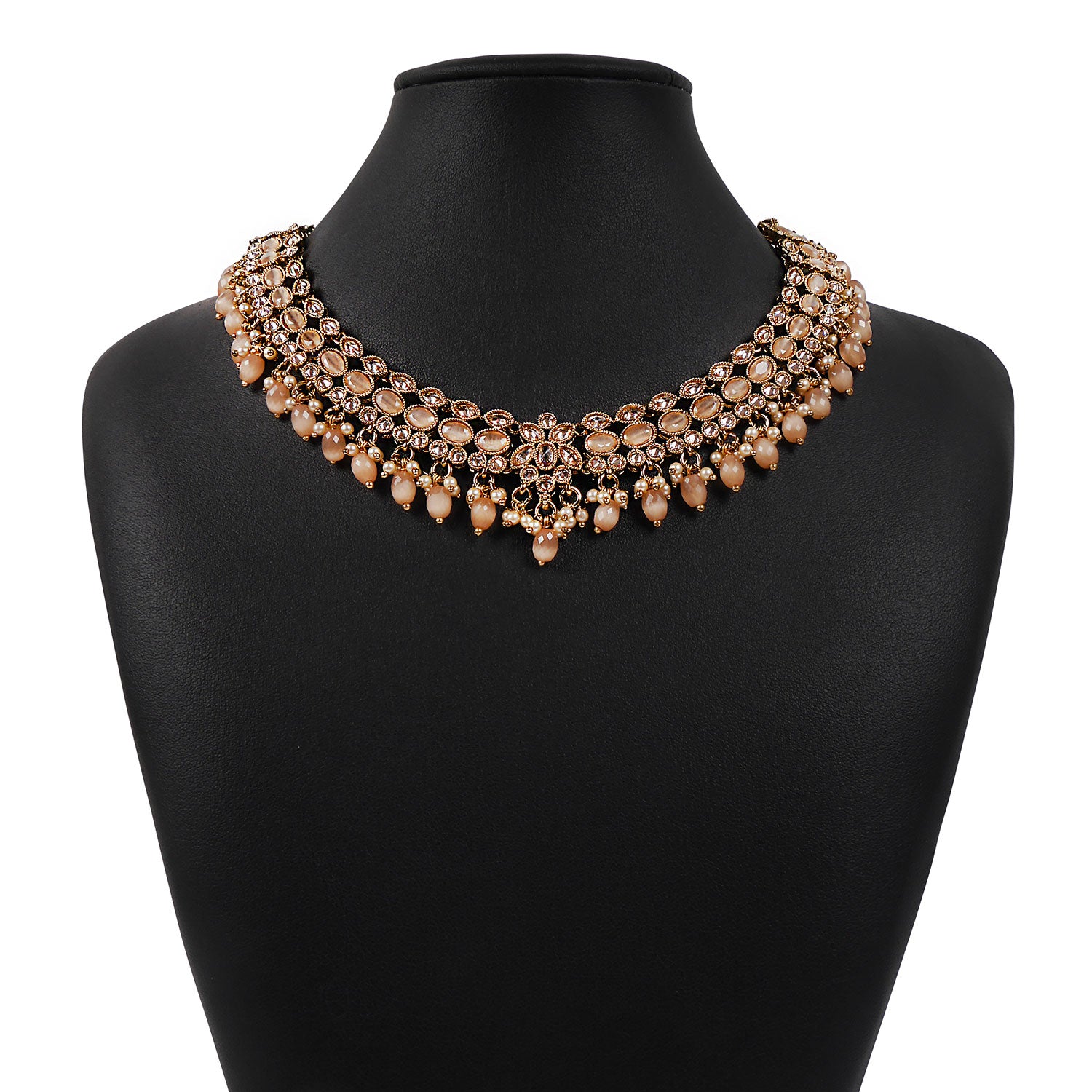 Aditi Necklace Set in Peach and Antique Gold