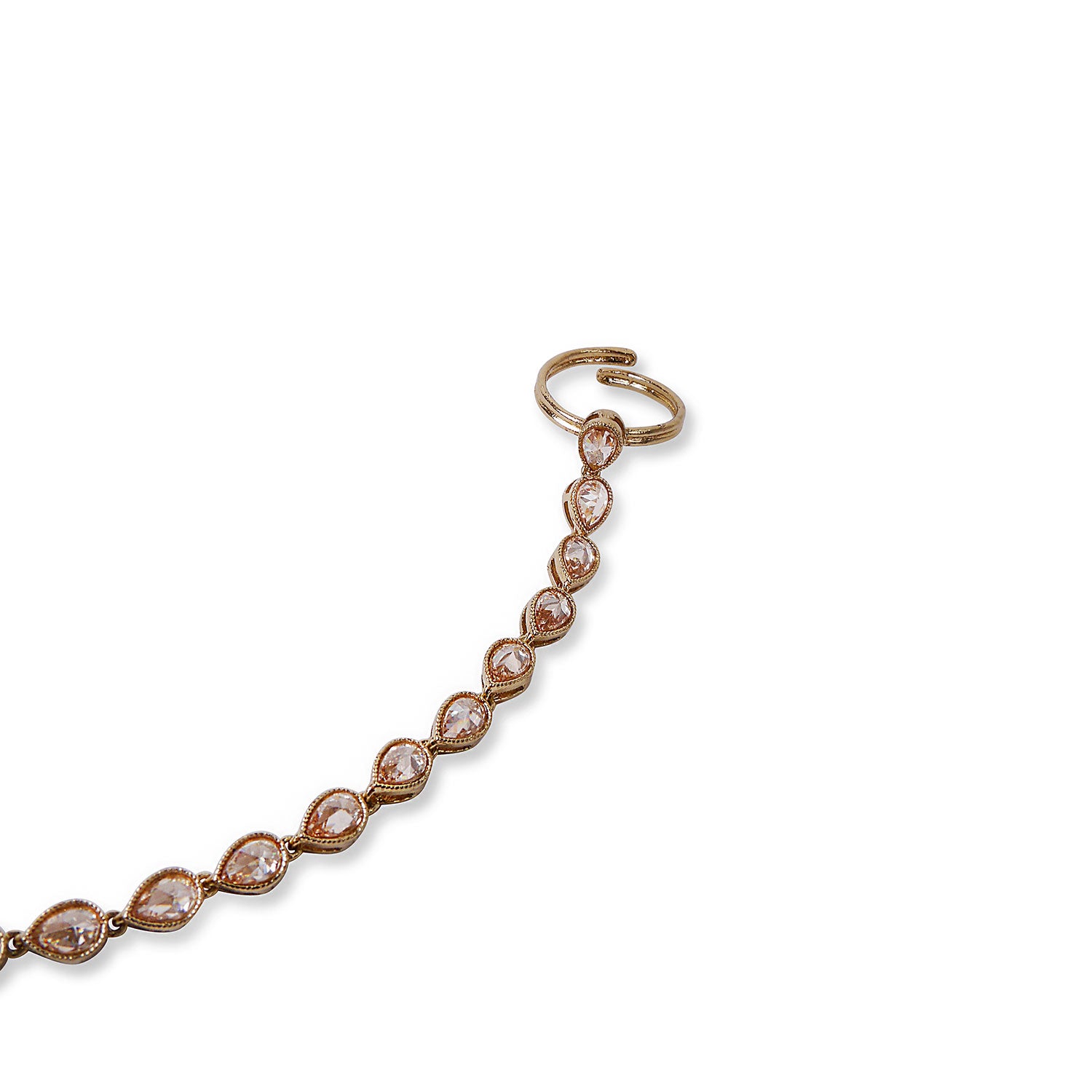 Pear Crystal Hand Chain in Antique Gold