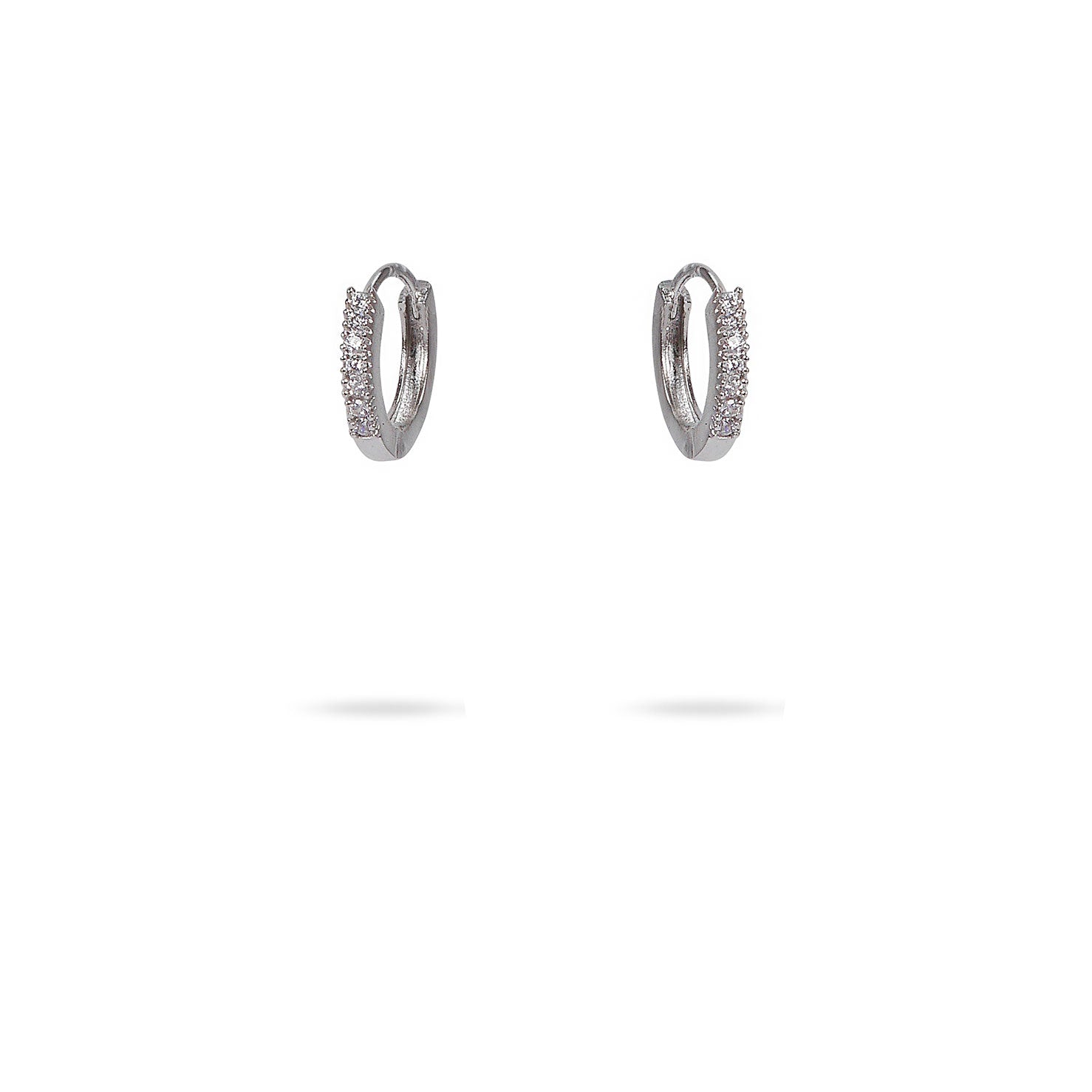 Cubic Zirconia Hoop Earrings in Rhodium