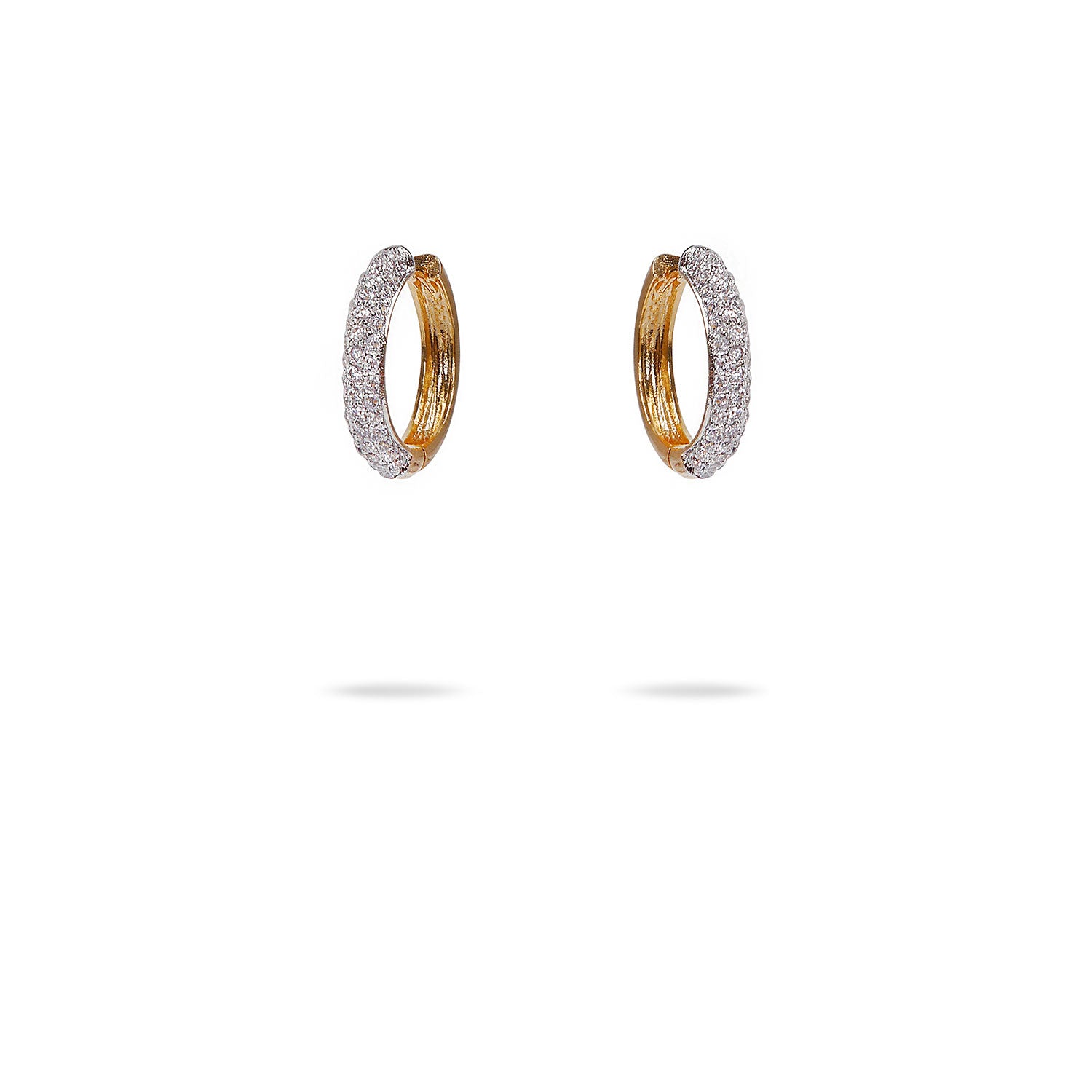 Ava Cubic Zirconia Hoop Earrings in White and Gold