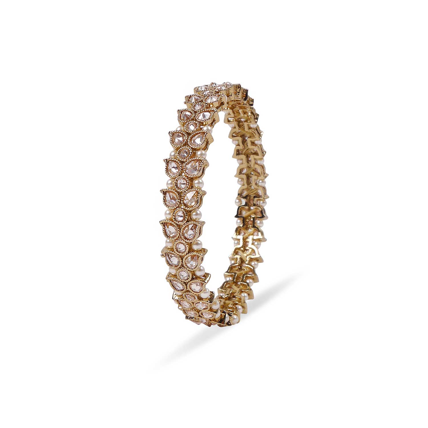 Classic Wide Bangle in Pearl and Antique Gold