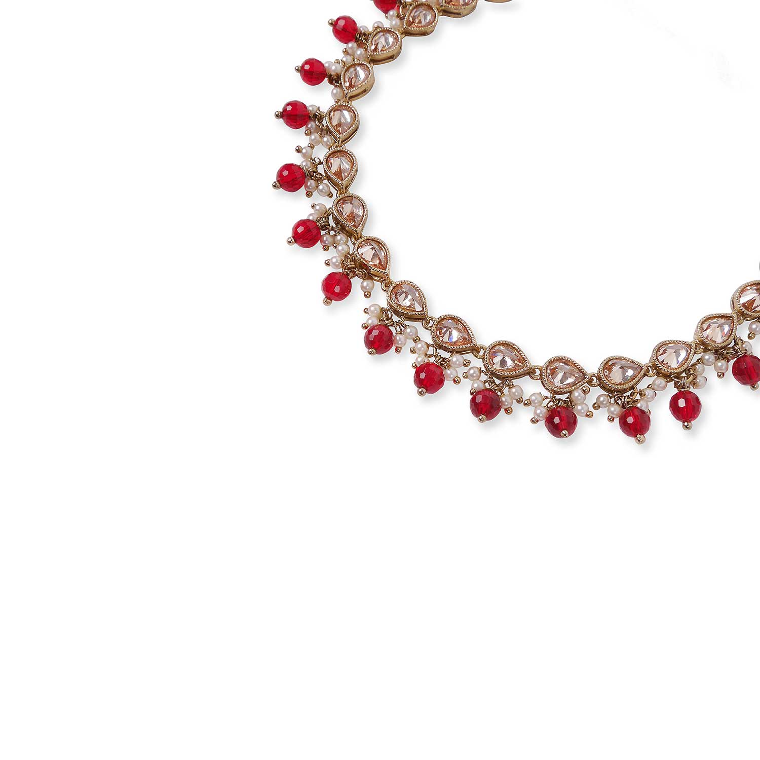 Cluster Anklet in Pearl and Maroon Bead