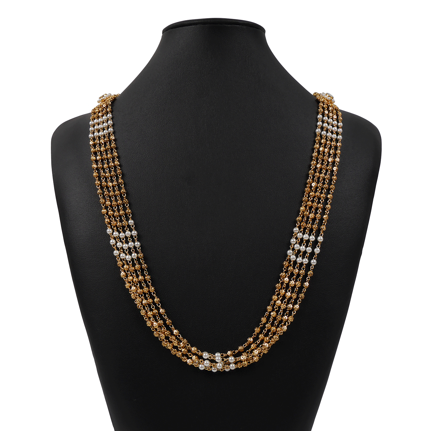 Layered Gold and Pearl Kundan Necklace