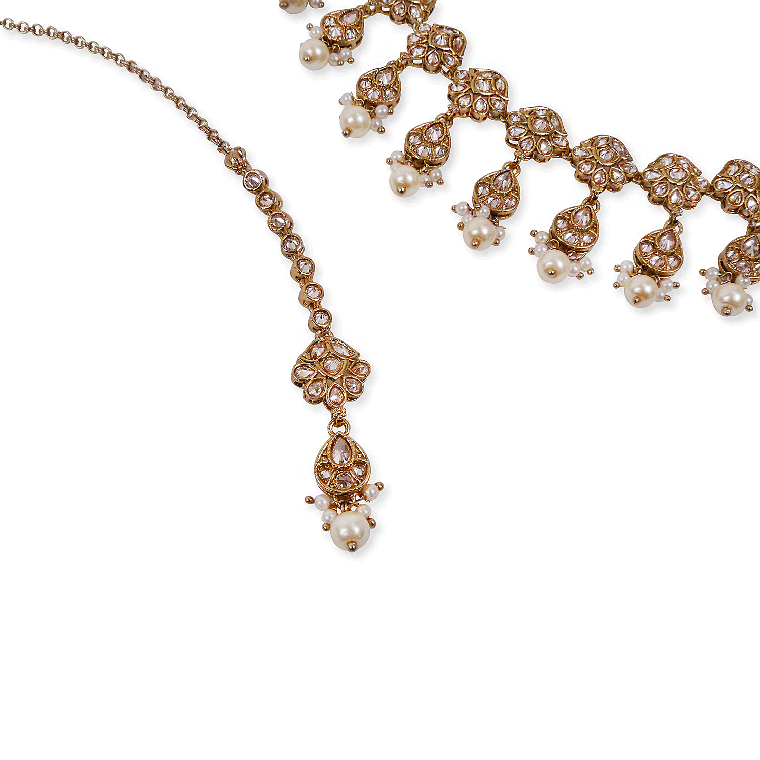Pallavi Necklace Set in Pearl and Antique Gold