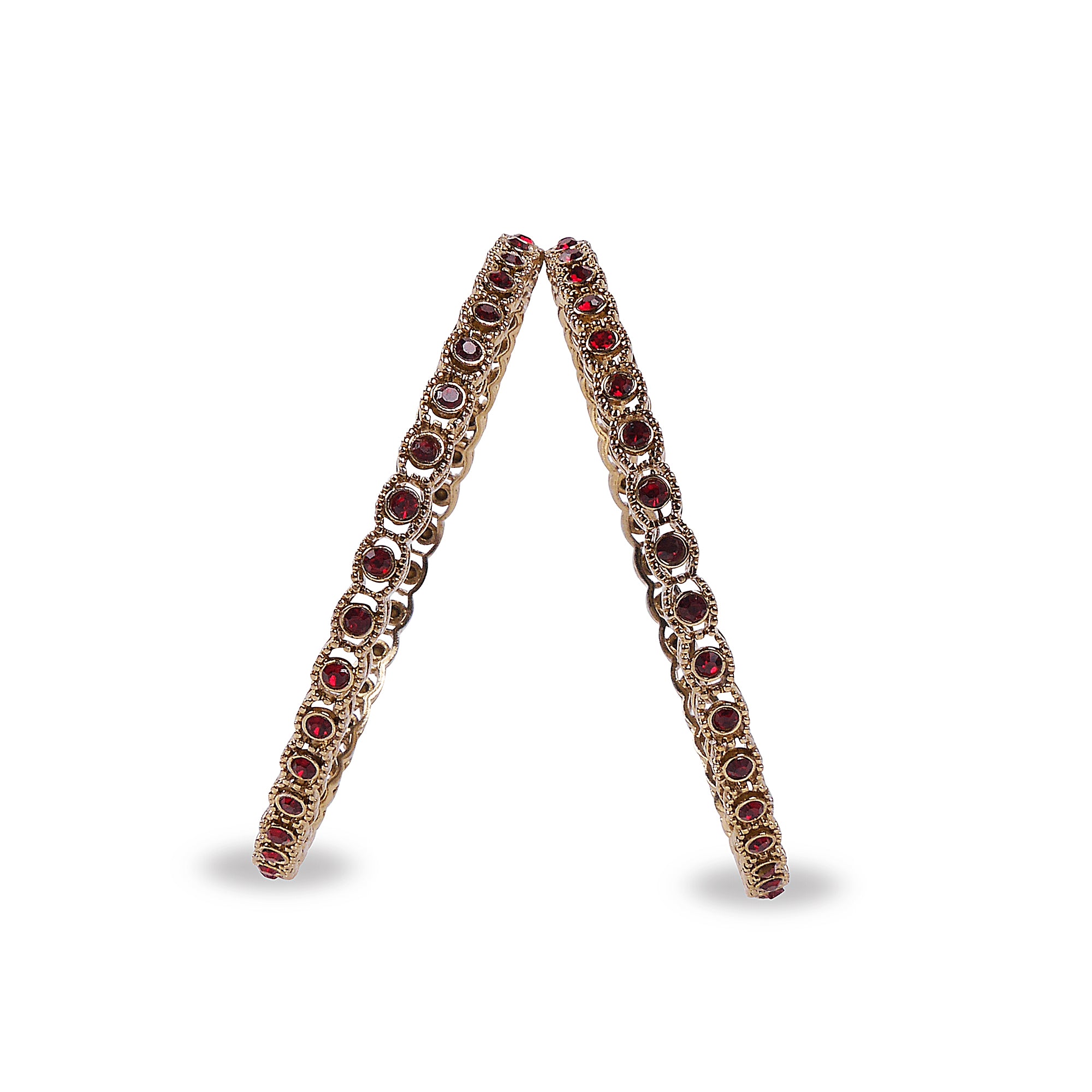 Round Dot Crystal Bangles in Maroon