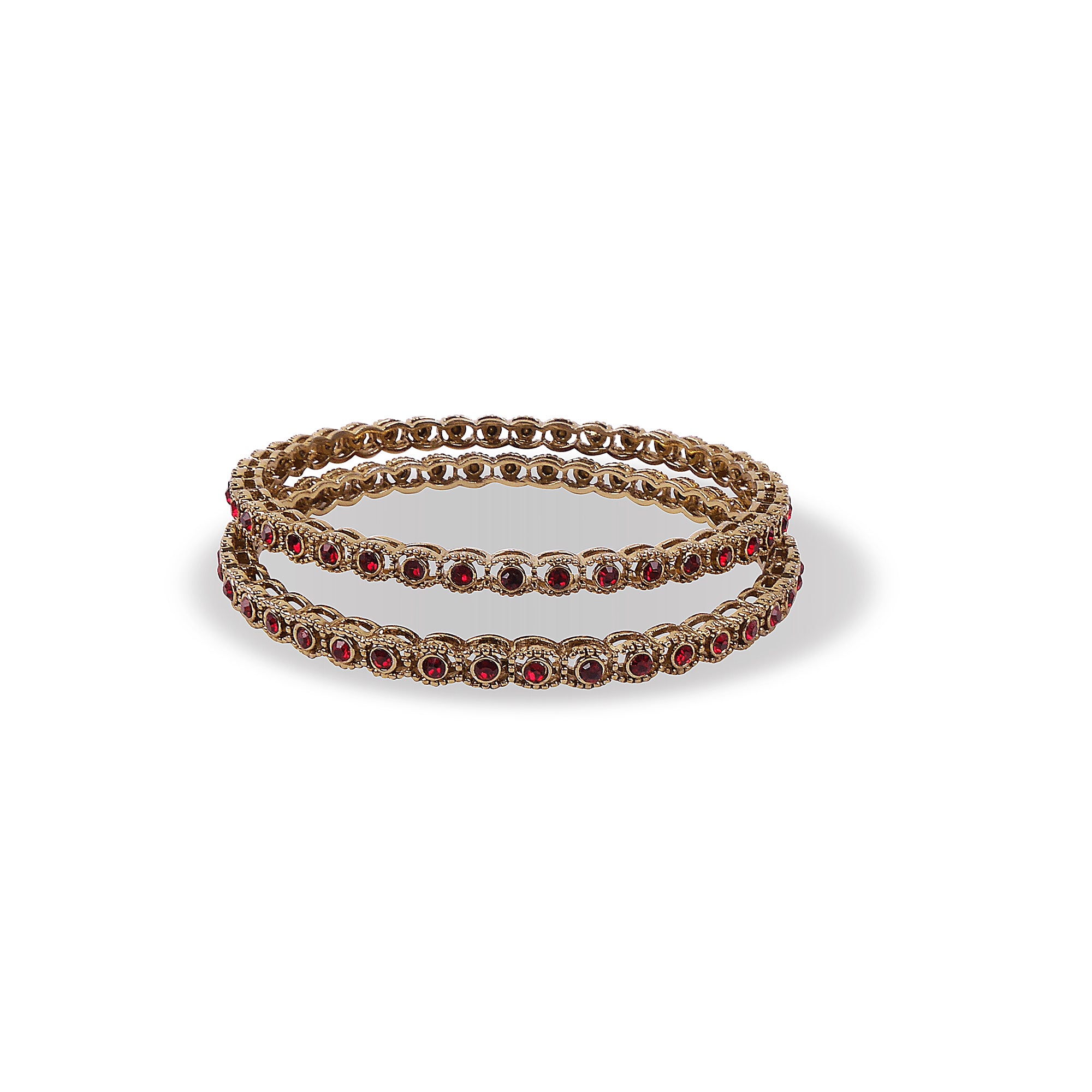 Round Dot Crystal Bangles in Maroon