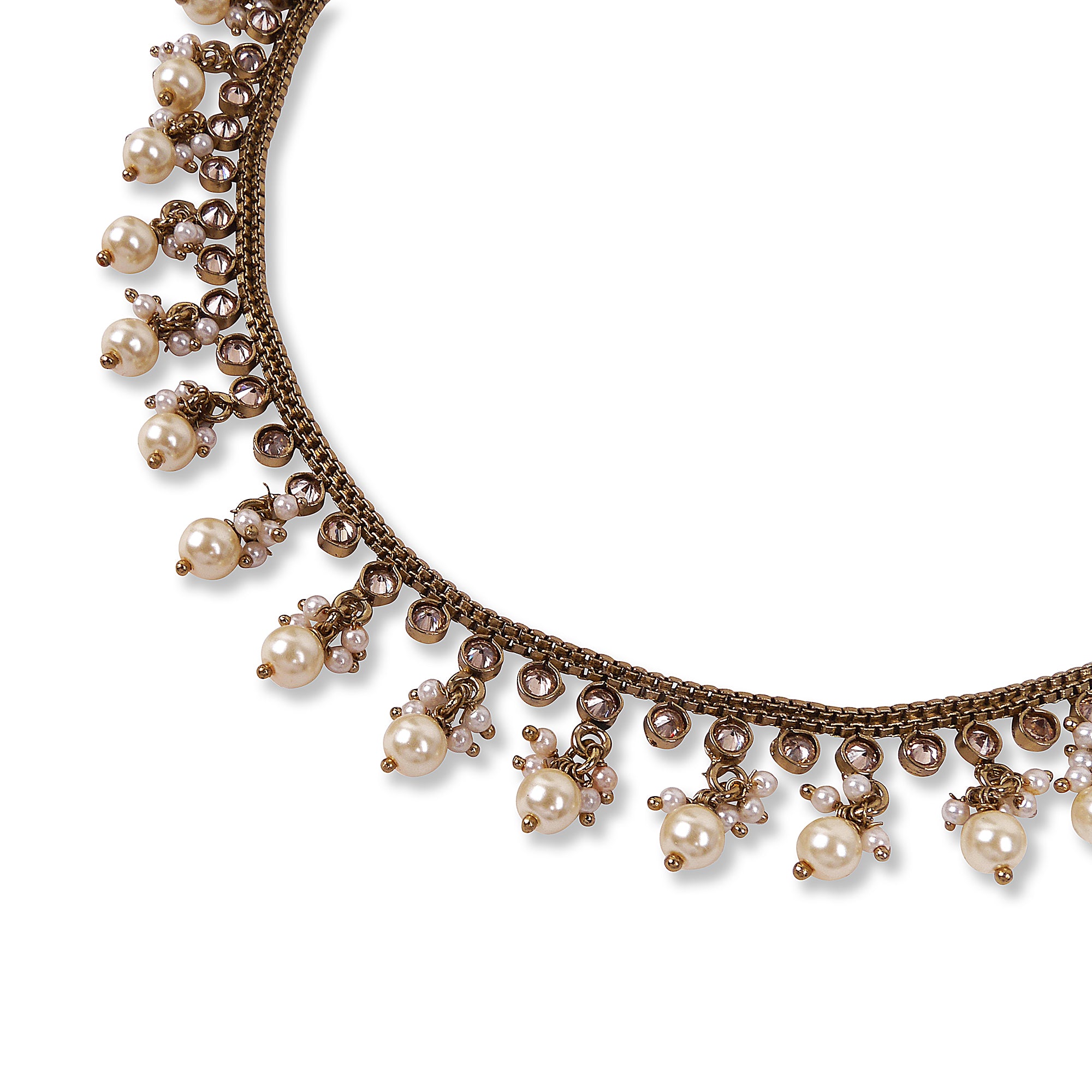Selina Necklace in Cream Pearl and Antique Gold