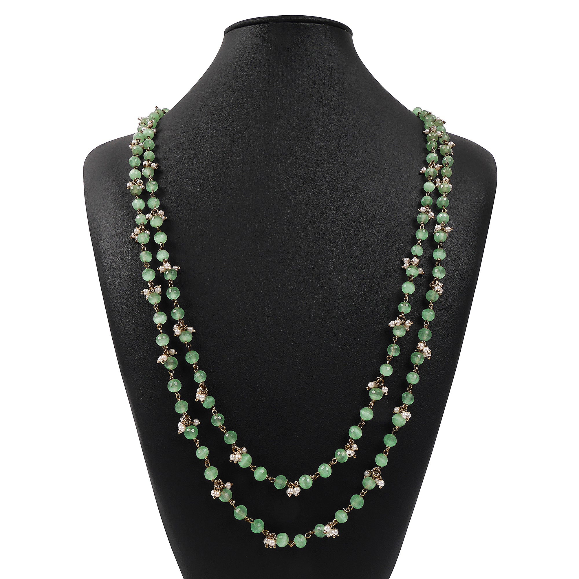 Ilana Layered Mint Necklace with Pearls