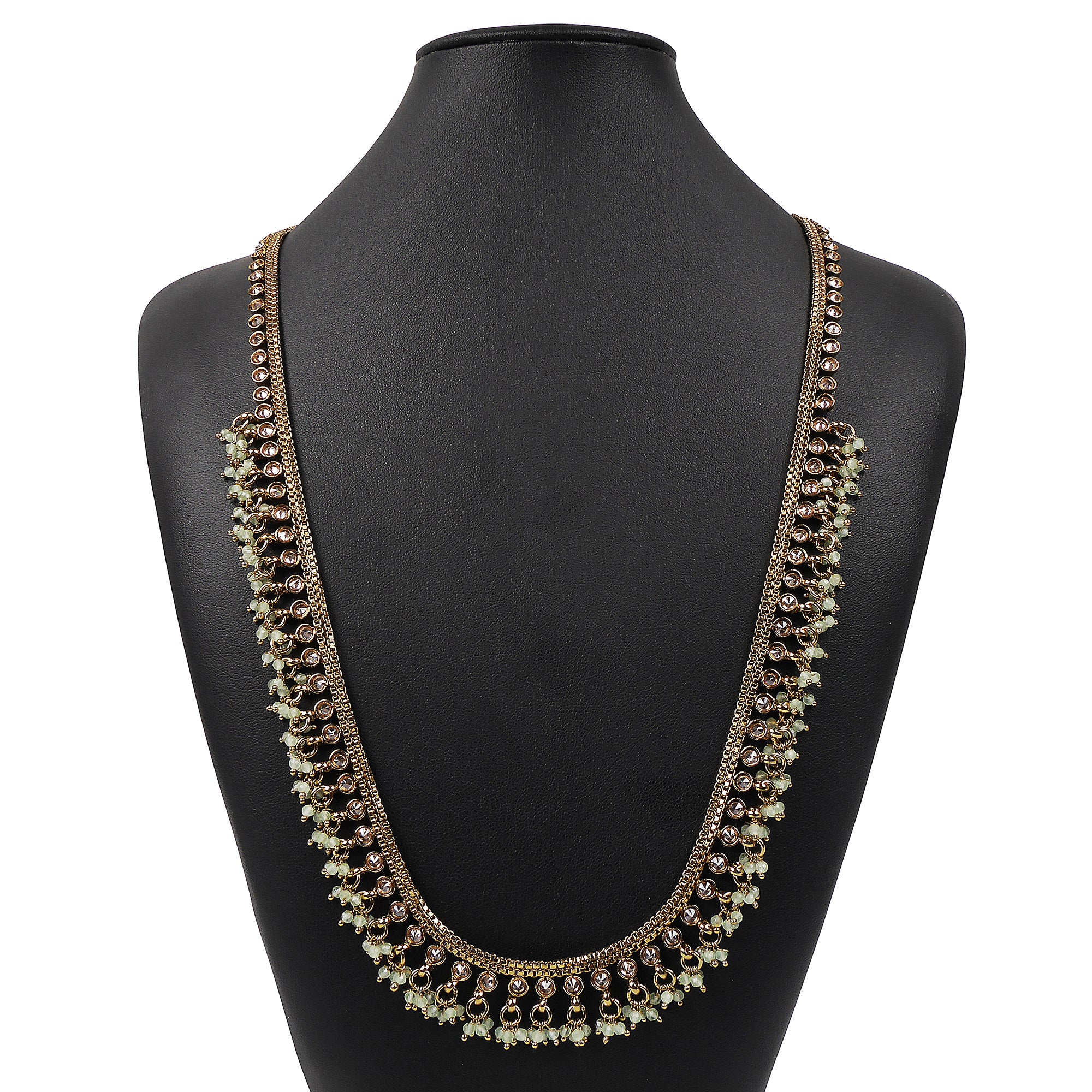 Aarya Cluster Long Necklace in Mint