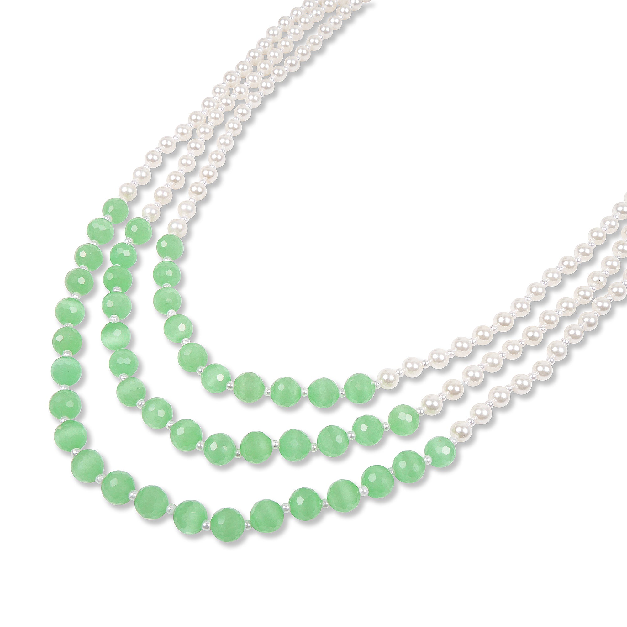 Ameerha Layered Pearl and Mint Long Chain