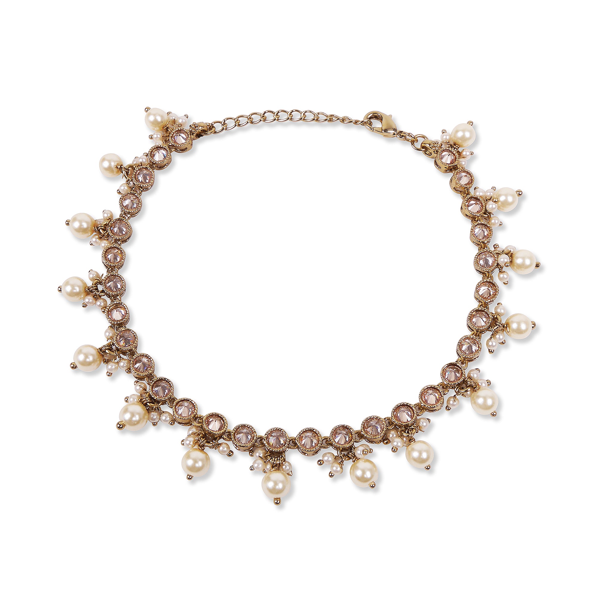 Avini Anklet in Pearl and Antique Gold