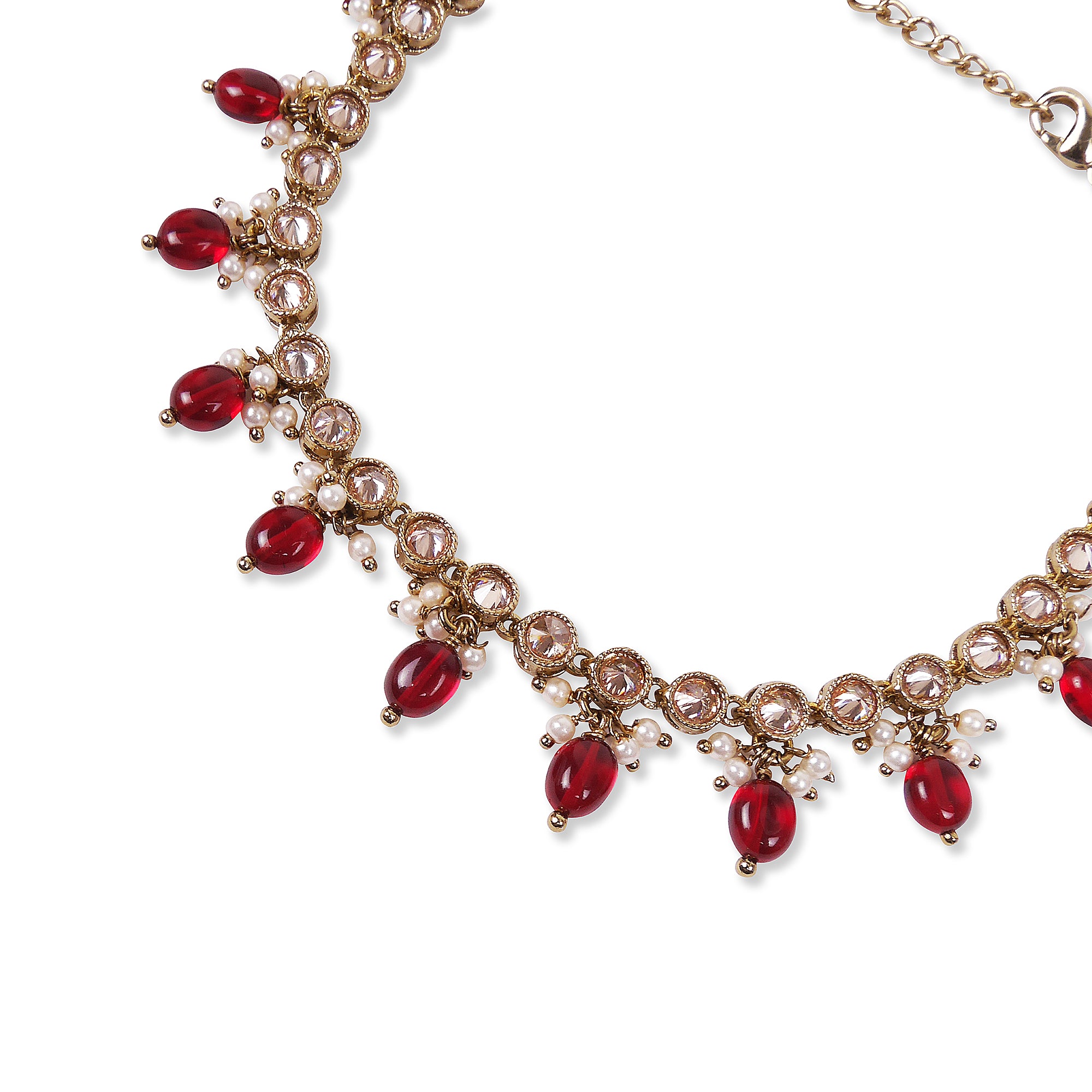 Avini Anklet in Maroon and Antique Gold
