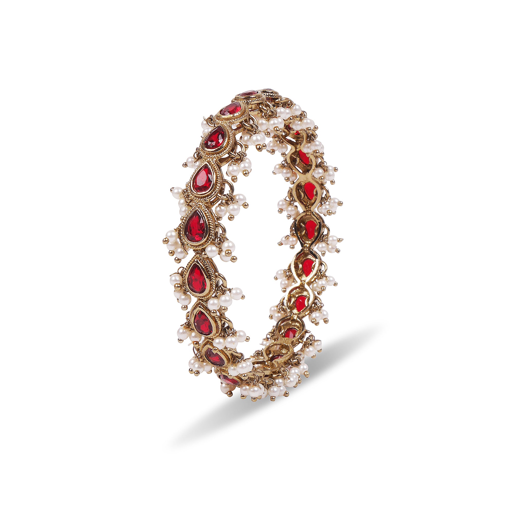 Cluster Pearl Bangle in Red
