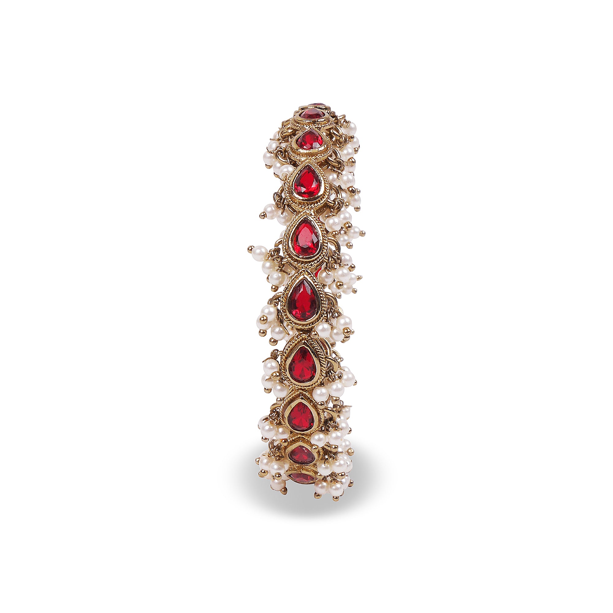 Cluster Pearl Bangle in Red