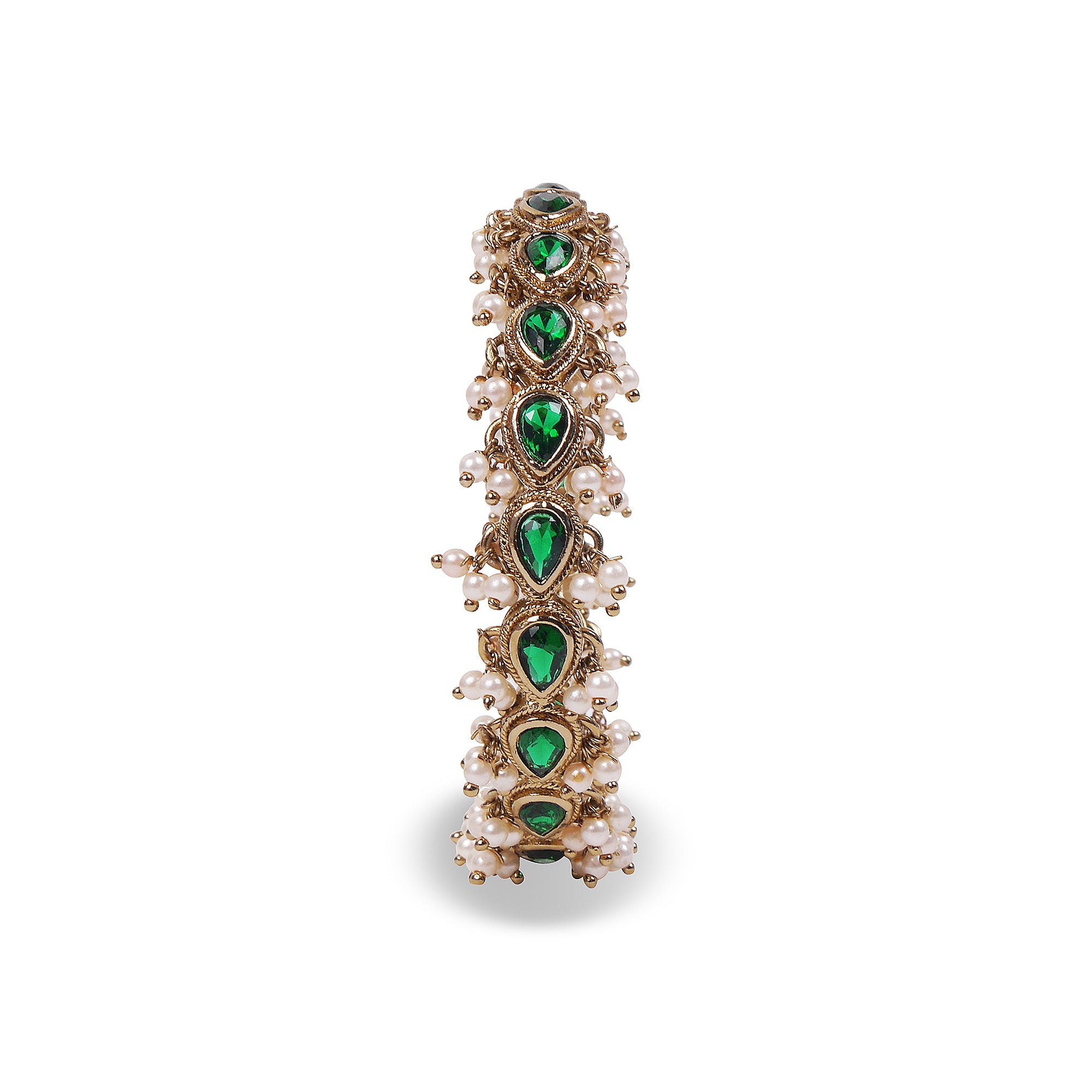 Cluster Pearl Bangle in Green